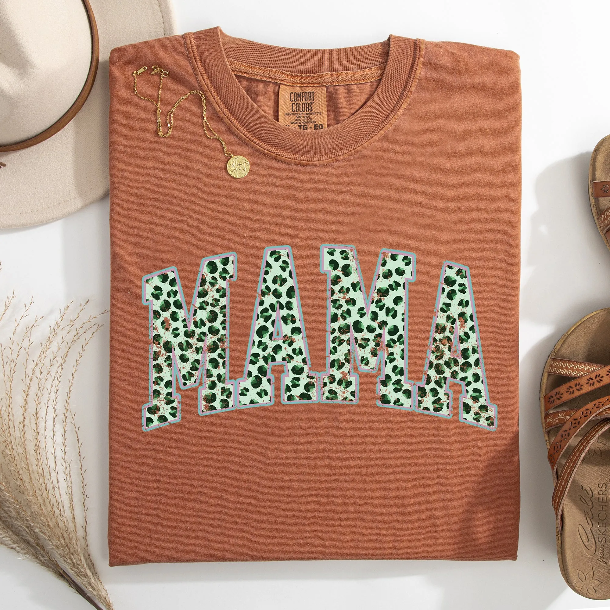 Mama, Leopard Print, Collegiate, Varsity, St Patrick's Day, Shamrock, Clover, Lucky, Leprechaun Tshirt Comfort Colors T-Shirt sold by Refinery Number One product image thumbnail 5