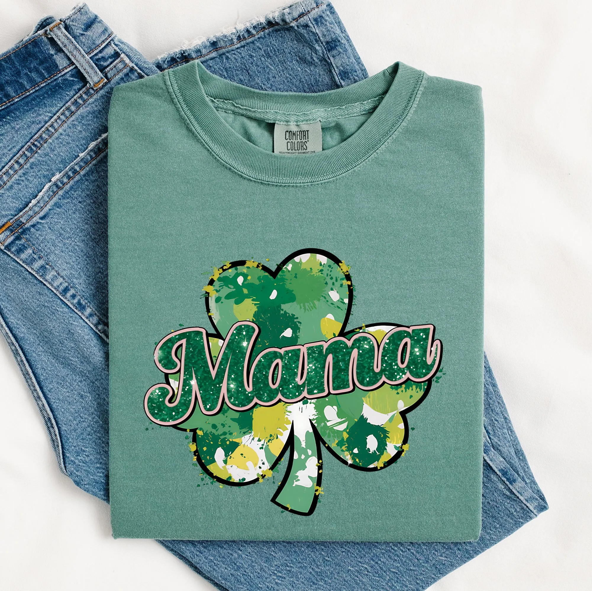 Mama, Painted, St Patrick's Day, Shamrock, Clover, Lucky, Leprechaun Tshirt Comfort Colors T-Shirt sold by Refinery Number One product image thumbnail 5
