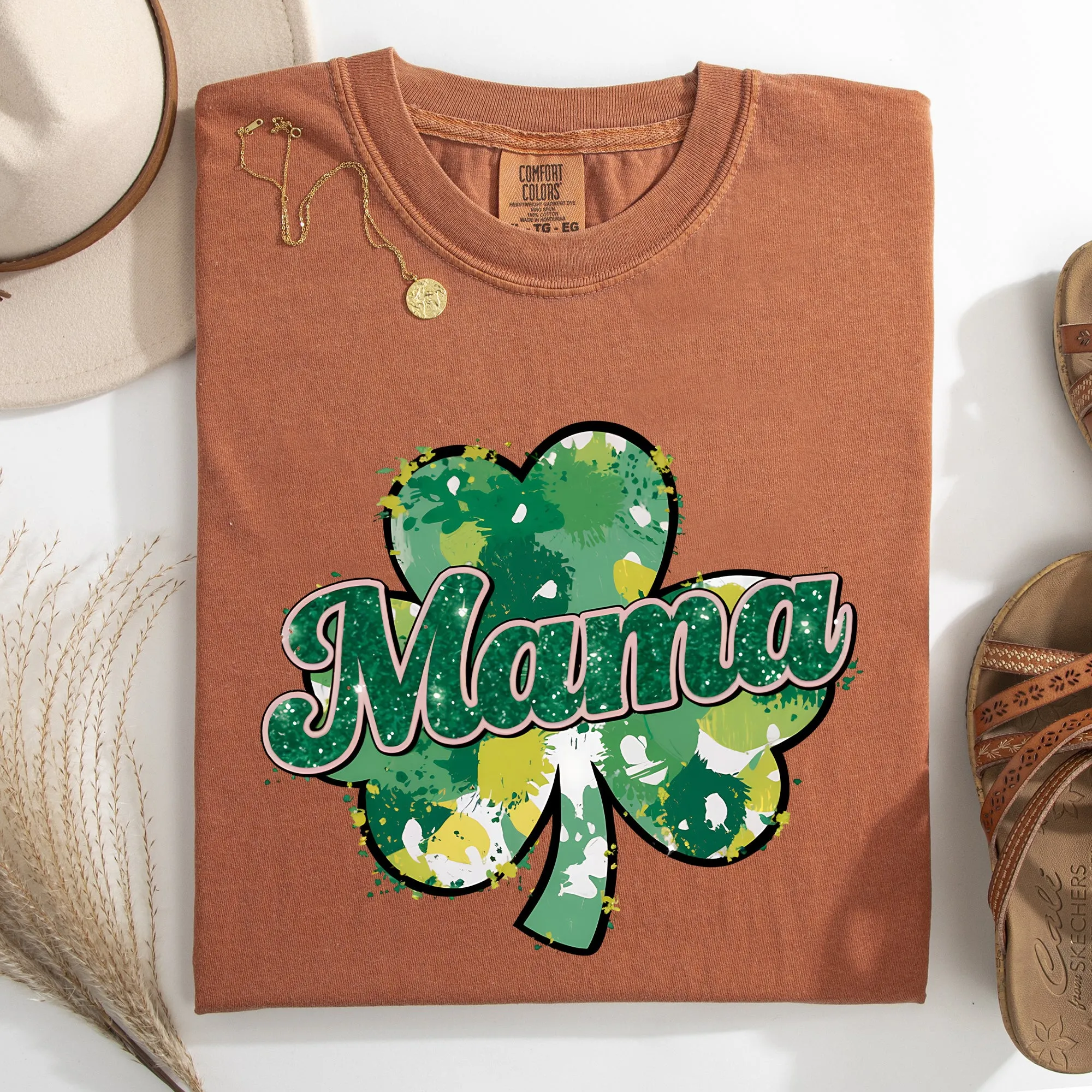 Mama, Painted, St Patrick's Day, Shamrock, Clover, Lucky, Leprechaun Tshirt Comfort Colors T-Shirt sold by Refinery Number One product image thumbnail 3