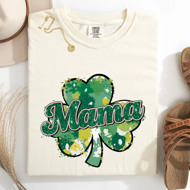 Mama, Painted, St Patrick's Day, Shamrock, Clover, Lucky, Leprechaun Tshirt Comfort Colors T-Shirt sold by Refinery Number One
