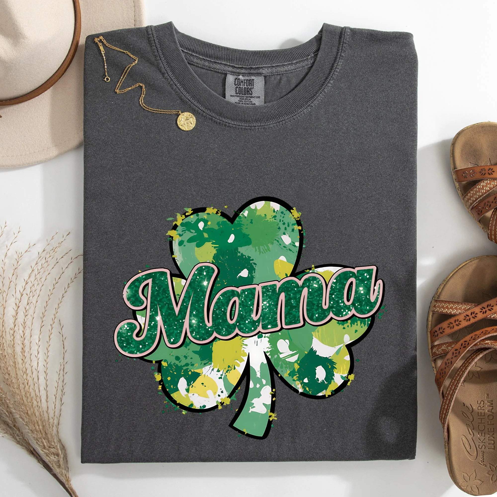 Mama, Painted, St Patrick's Day, Shamrock, Clover, Lucky, Leprechaun Tshirt Comfort Colors T-Shirt sold by Refinery Number One product image thumbnail 4
