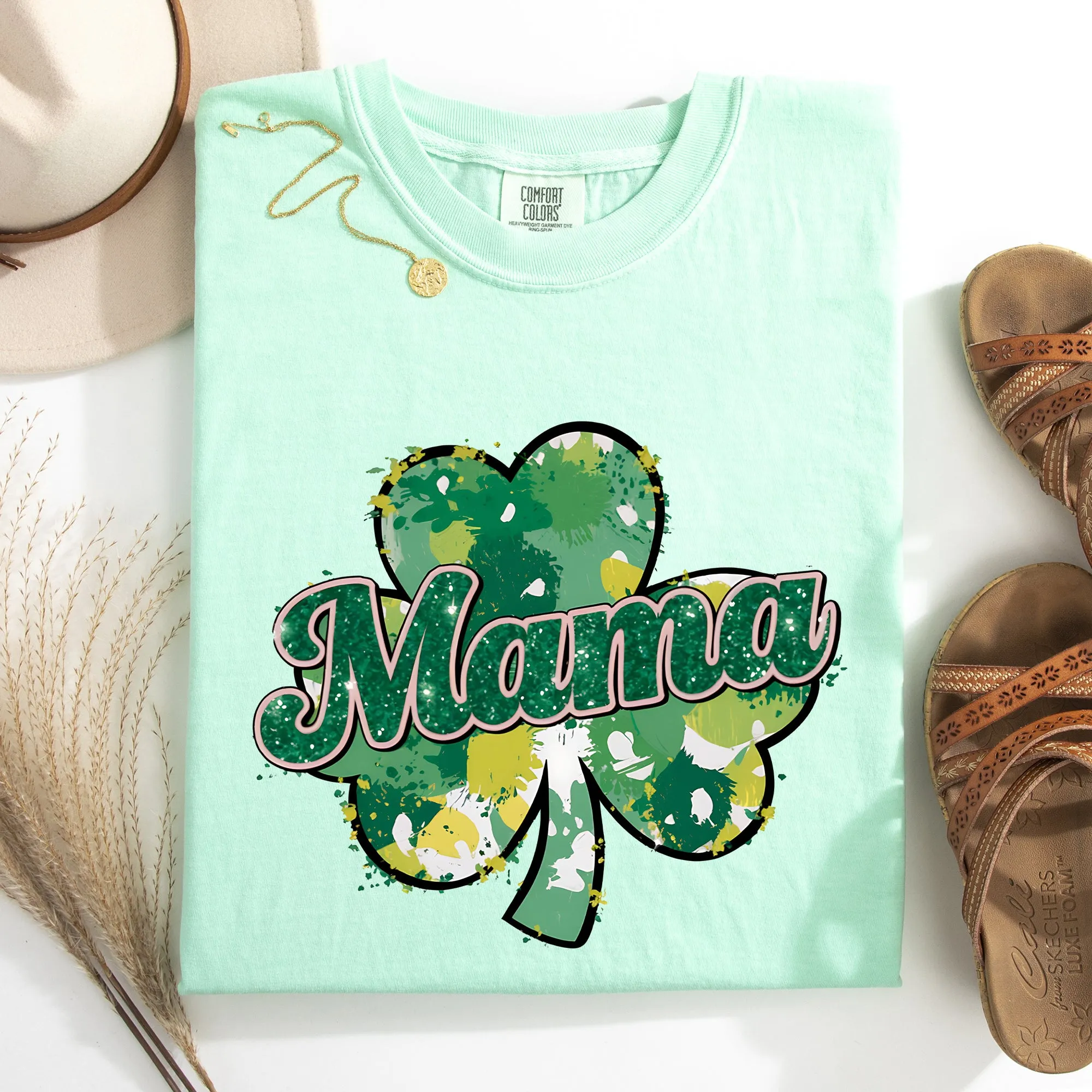 Mama, Painted, St Patrick's Day, Shamrock, Clover, Lucky, Leprechaun Tshirt Comfort Colors T-Shirt sold by Refinery Number One product image thumbnail 2