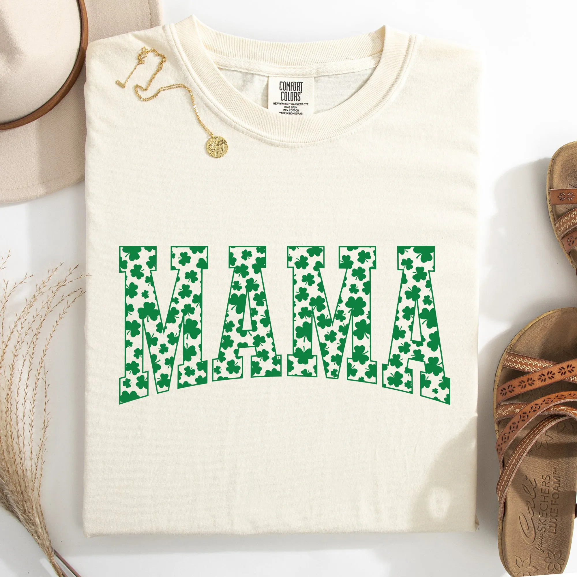 Mama, Varsity, Collegiate, St Patrick's Day, Shamrock, Clover, Lucky, Leprechaun Tshirt Comfort Colors T-Shirt sold by Refinery Number One product image thumbnail 2