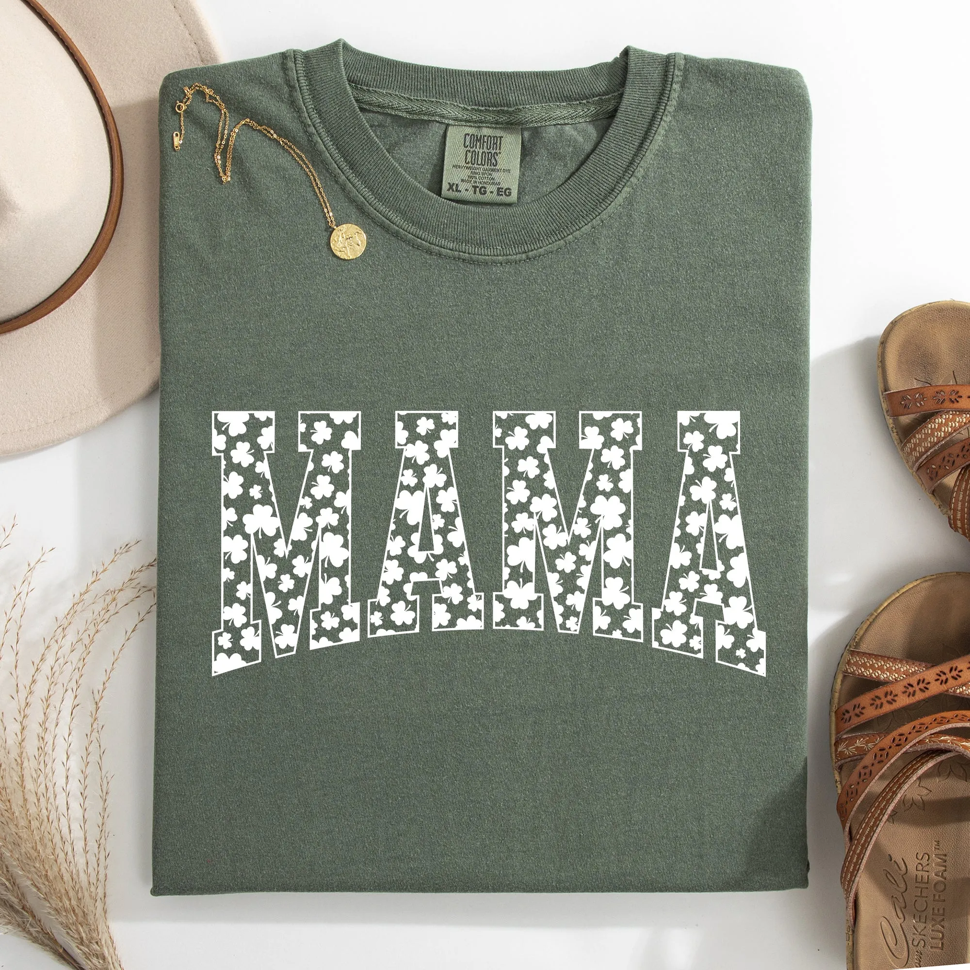 Mama, Varsity, Collegiate, St Patrick's Day, Shamrock, Clover, Lucky, Leprechaun Tshirt Comfort Colors T-Shirt sold by Refinery Number One product image thumbnail 3