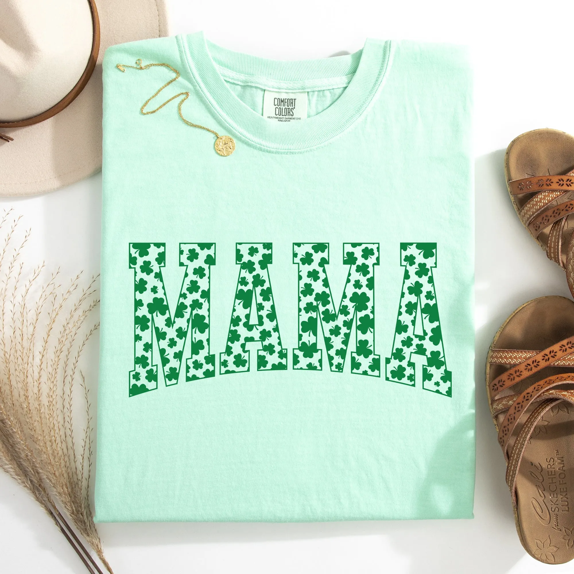 Mama, Varsity, Collegiate, St Patrick's Day, Shamrock, Clover, Lucky, Leprechaun Tshirt Comfort Colors T-Shirt sold by Refinery Number One product image thumbnail 5