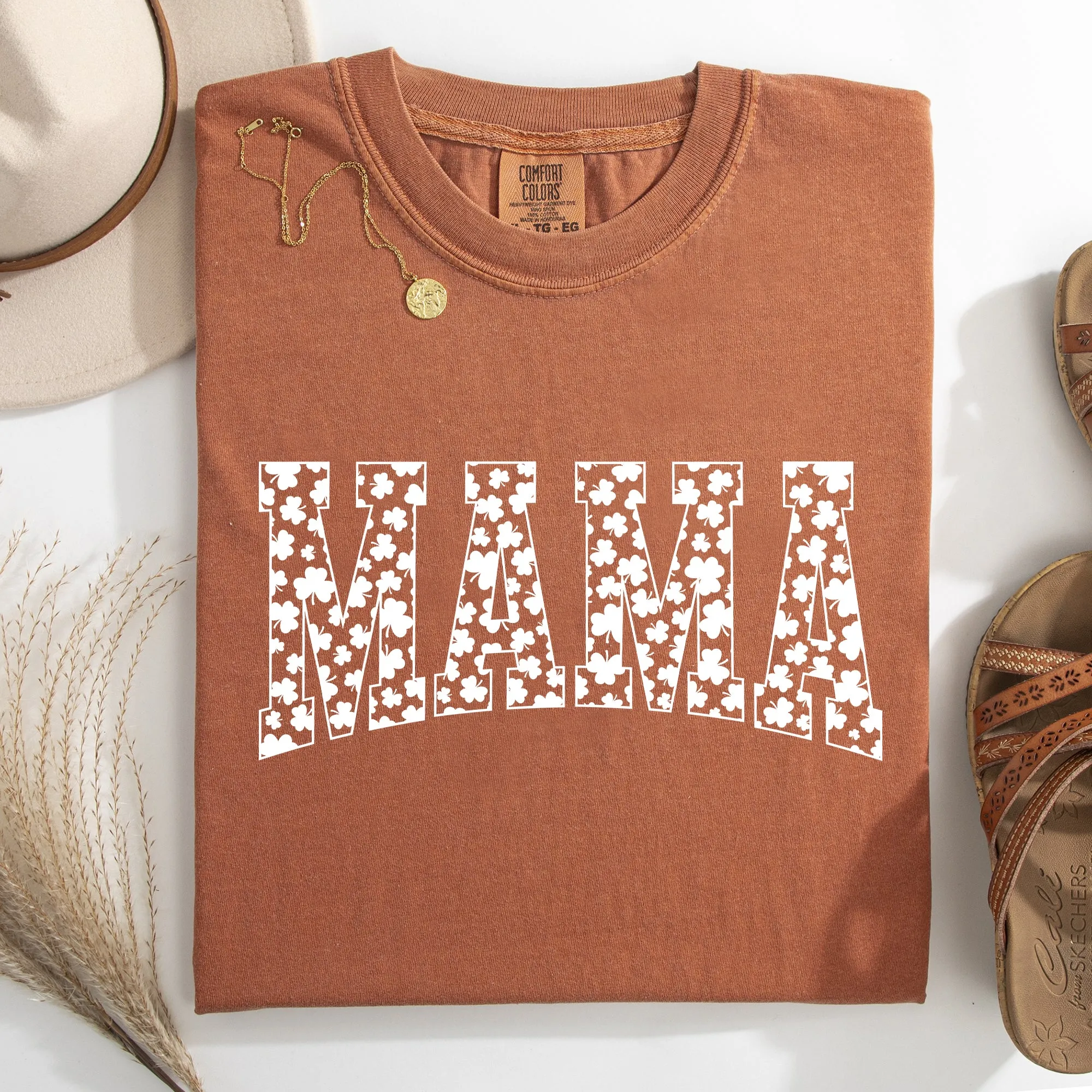 Mama, Varsity, Collegiate, St Patrick's Day, Shamrock, Clover, Lucky, Leprechaun Tshirt Comfort Colors T-Shirt sold by Refinery Number One product image thumbnail 4