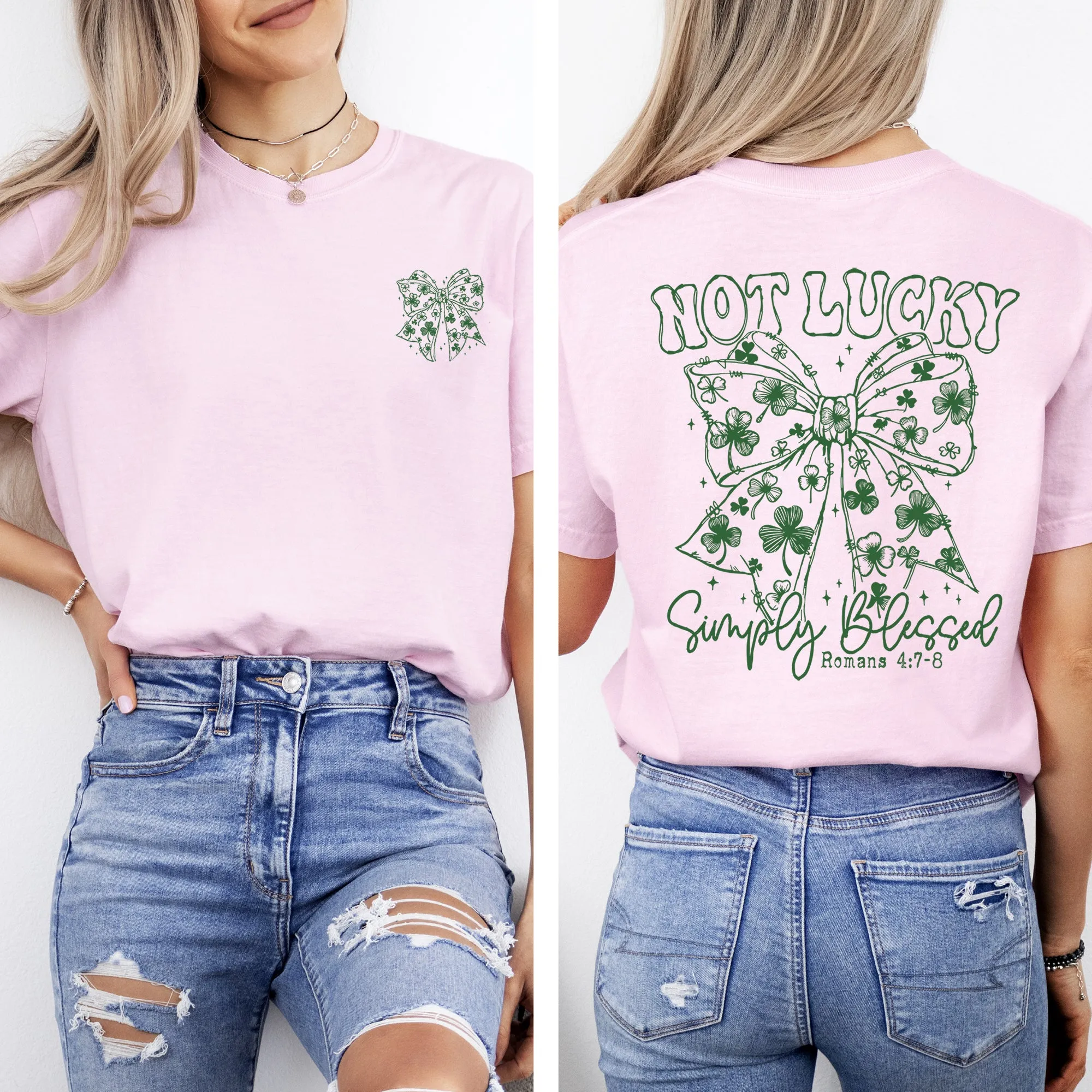 Not Lucky, Simply Blessed, Christian, Faith, St Patrick's Day, Shamrock, Clover, Lucky, Leprechaun Tshirt Comfort Colors T-Shirt sold by Refinery Number One product image thumbnail 5