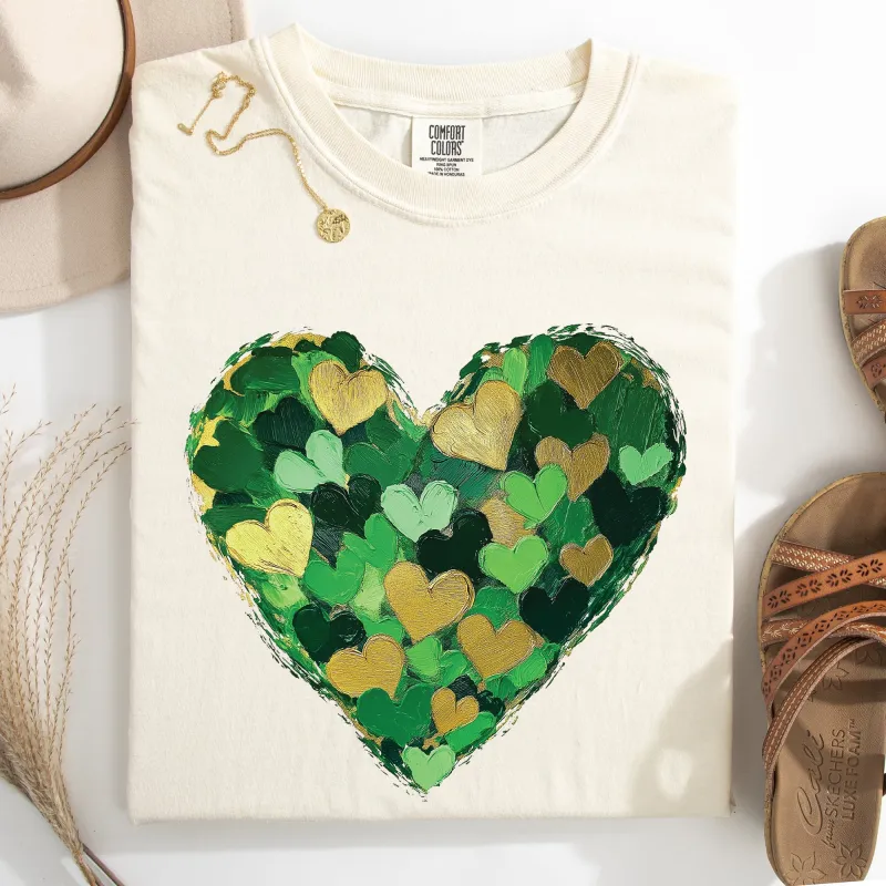 Painted Hearts, St Patrick's Day, Shamrock, Clover, Lucky, Leprechaun Tshirt Comfort Colors T-Shirt sold by Refinery Number One