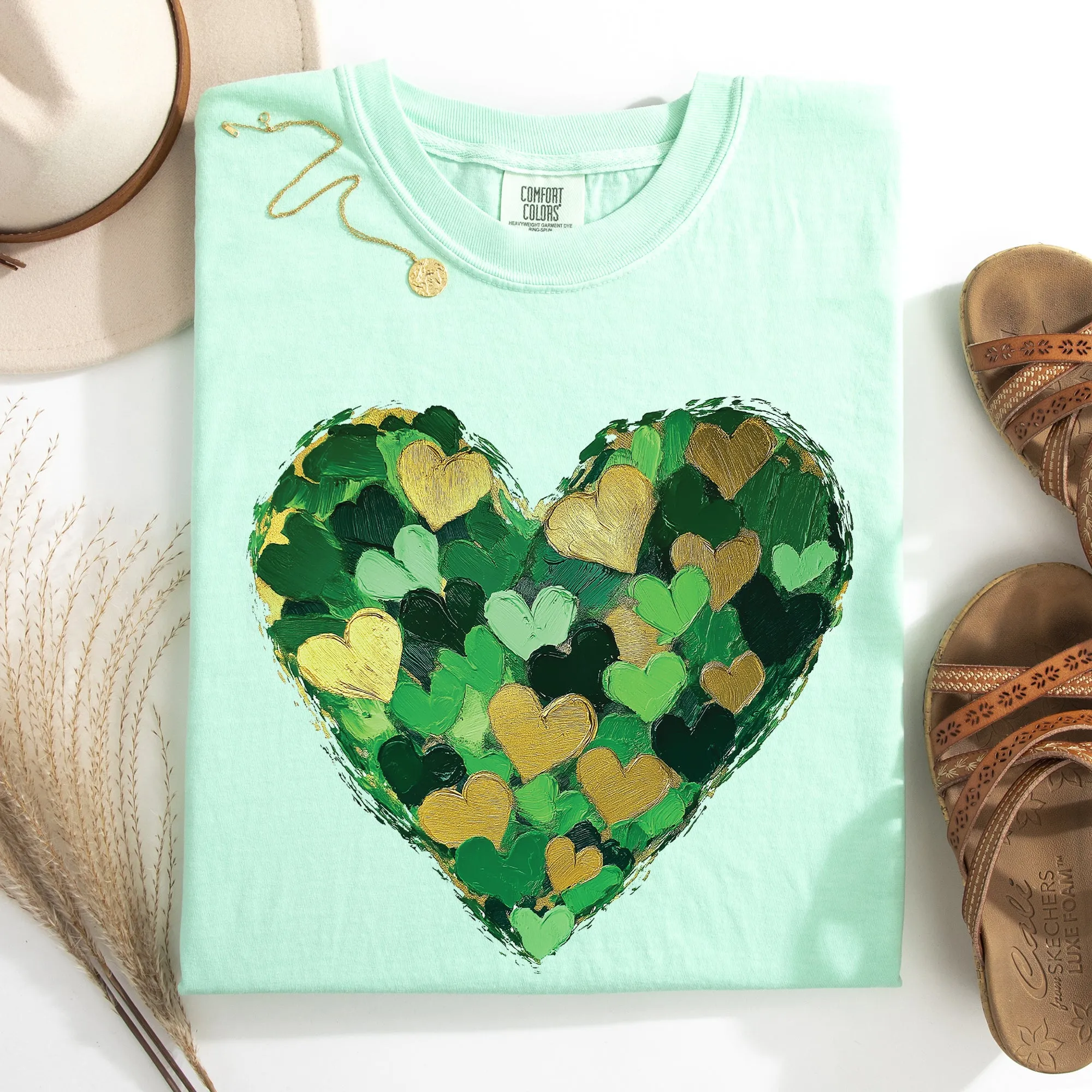 Painted Hearts, St Patrick's Day, Shamrock, Clover, Lucky, Leprechaun Tshirt Comfort Colors T-Shirt sold by Refinery Number One product image thumbnail 2