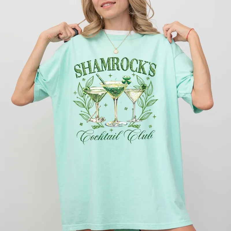 Shamrock's Cocktail Club, St Patrick's Day, Shamrock, Clover, Lucky, Leprechaun Tshirt Comfort Colors T-Shirt sold by Refinery Number One