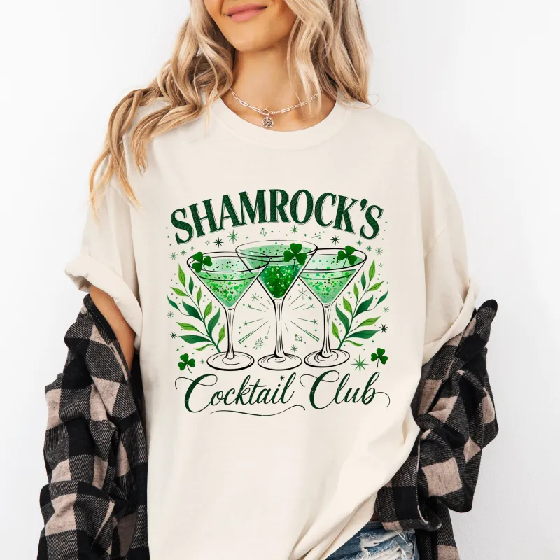 Shamrock's Cocktail Club, St Patrick's Day, Shamrock, Clover, Lucky, Leprechaun Tshirt Comfort Colors T-Shirt sold by Refinery Number One