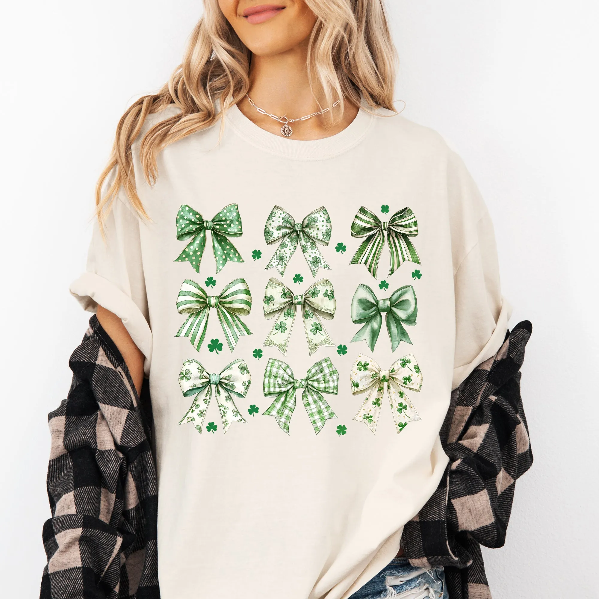 St Patrick's Coquette Bows, Ribbons, St Patrick's Day, Shamrock, Clover, Lucky, Leprechaun Tshirt Comfort Colors T-Shirt sold by Refinery Number One product image thumbnail 3