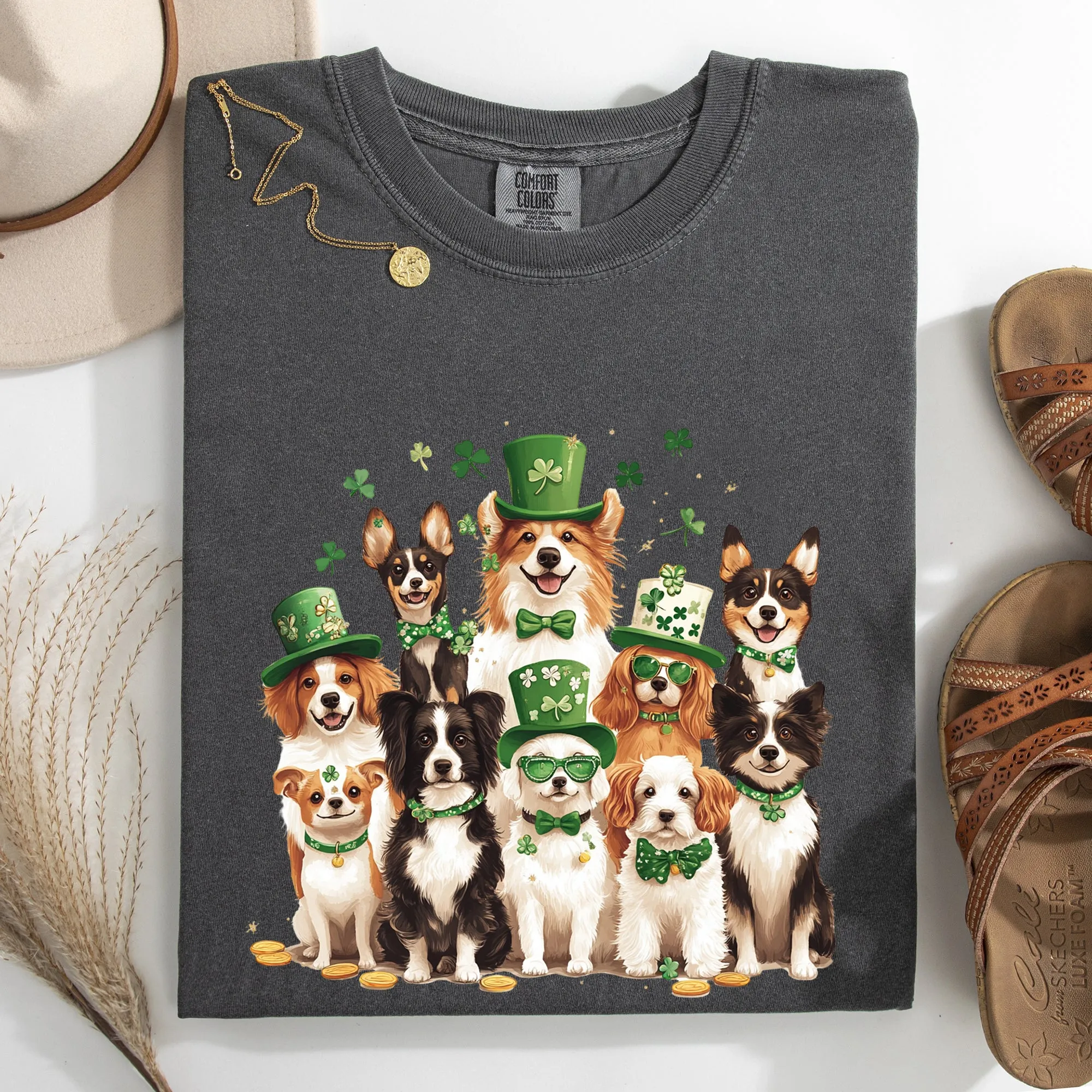 St Patrick's Dogs, Adorable, St Patrick's Day, Shamrock, Clover, Lucky, Leprechaun Tshirt Comfort Colors T-Shirt sold by Refinery Number One product image thumbnail 2