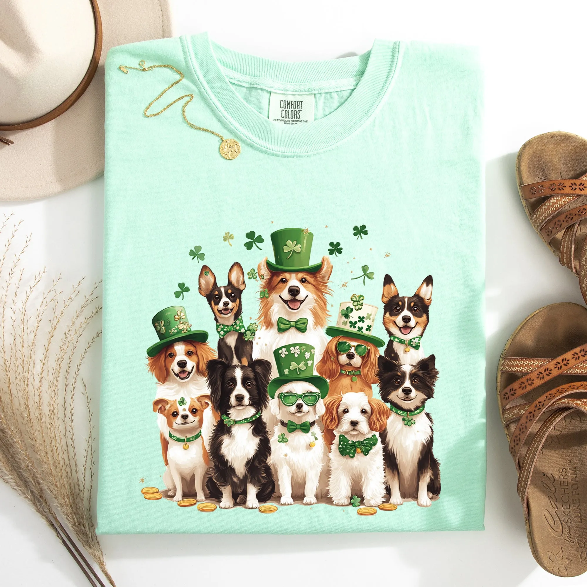 St Patrick's Dogs, Adorable, St Patrick's Day, Shamrock, Clover, Lucky, Leprechaun Tshirt Comfort Colors T-Shirt sold by Refinery Number One product image thumbnail 4