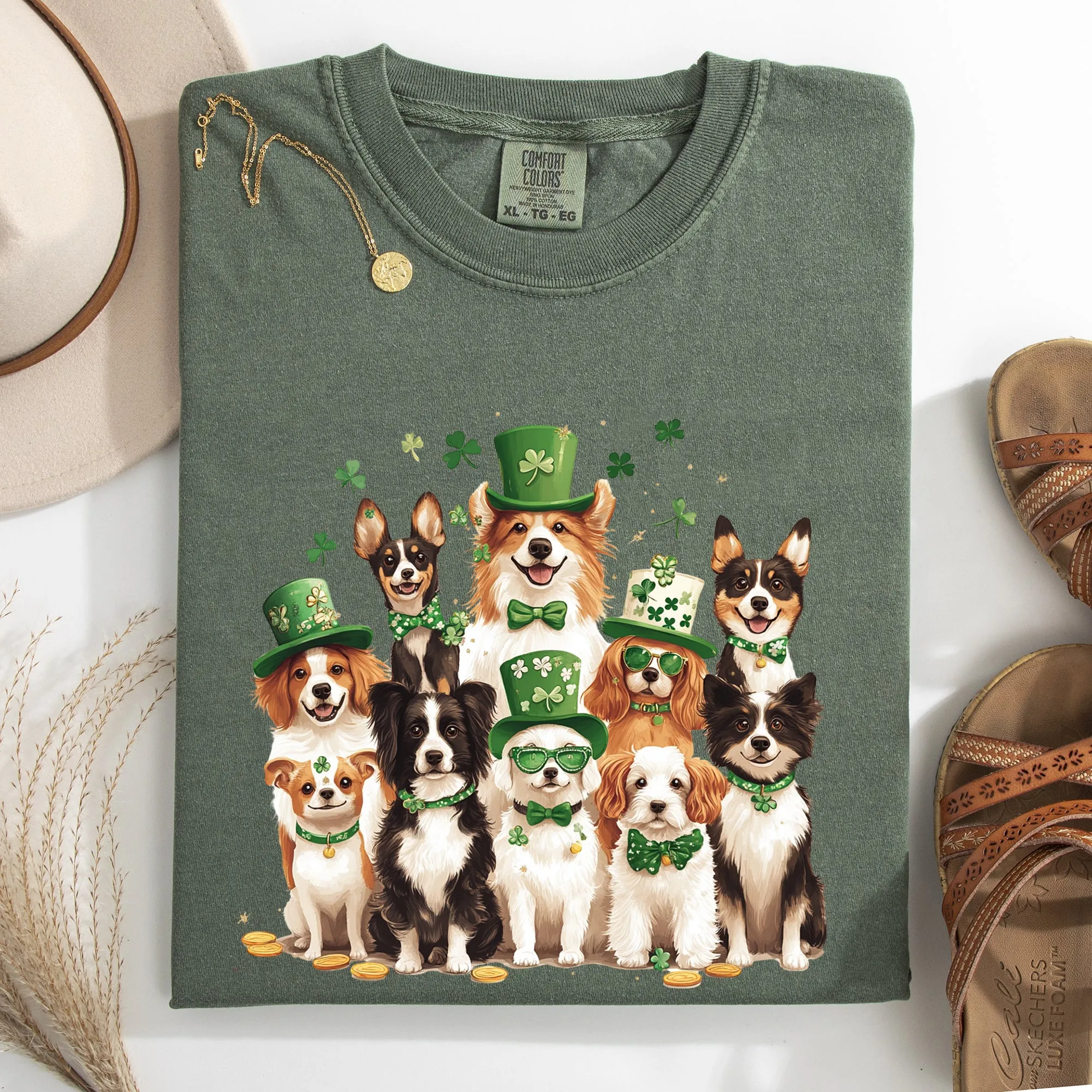 St Patrick's Dogs, Adorable, St Patrick's Day, Shamrock, Clover, Lucky, Leprechaun Tshirt Comfort Colors T-Shirt sold by Refinery Number One product image thumbnail 5