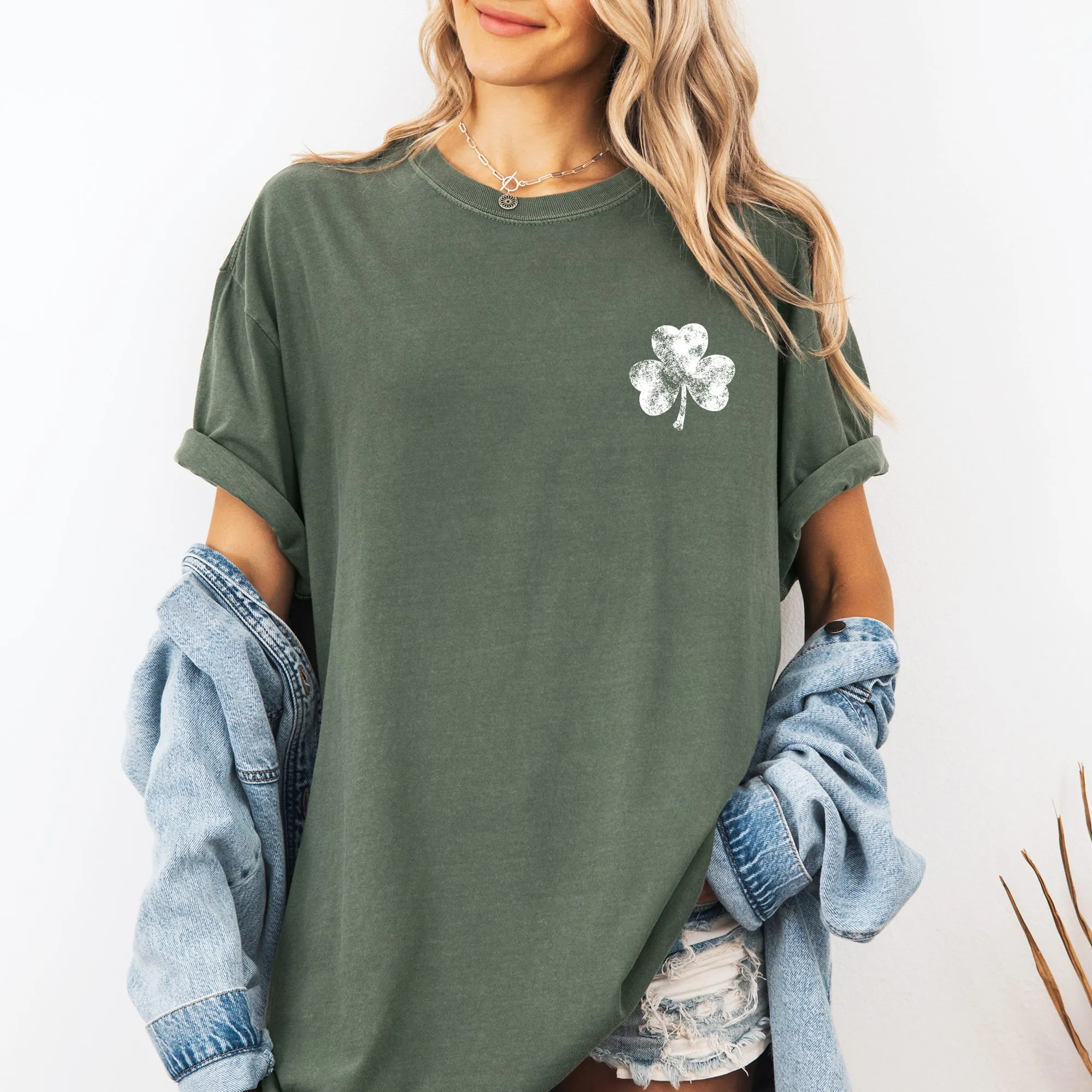 Vintage Shamrock Pocket Print St Patrick's Day Lucky Irish Retro Comfort Colors Tee sold by Refinery Number One product image thumbnail 4