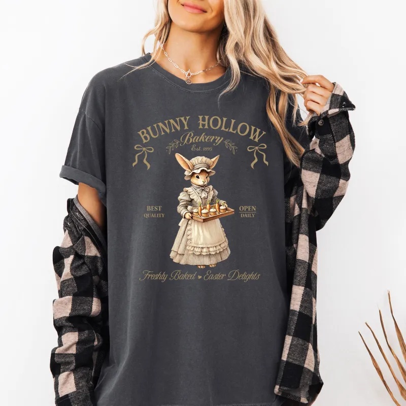 Bunny Hollow Bakery, Adorable, Easter, Bunny, Jesus, Rabbit, Holiday Tshirt Comfort Colors T-Shirt sold by Refinery Number One