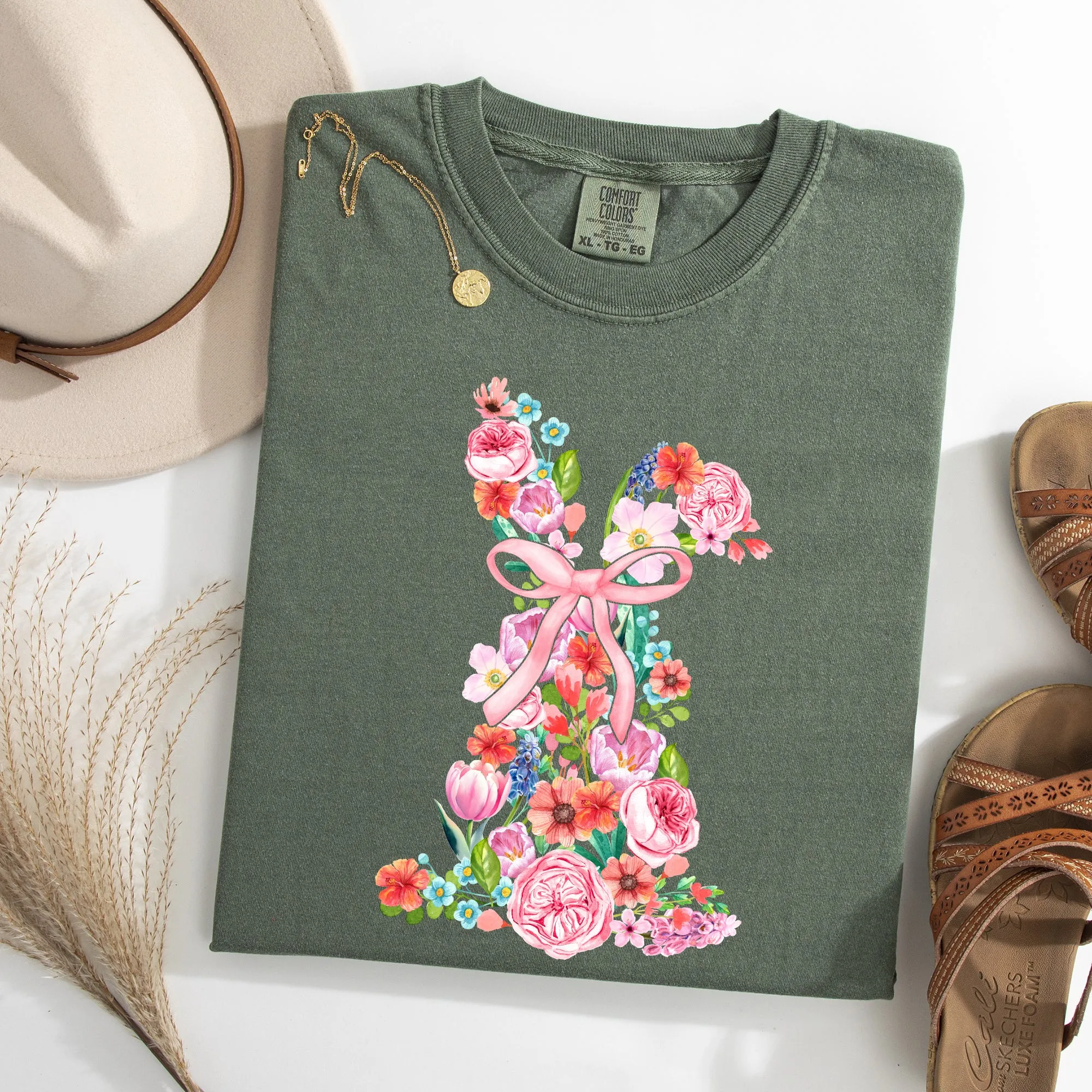 Colorful Floral, Easter, Bunny, Jesus, Rabbit, Holiday Tshirt Comfort Colors T-Shirt sold by Refinery Number One product image thumbnail 5