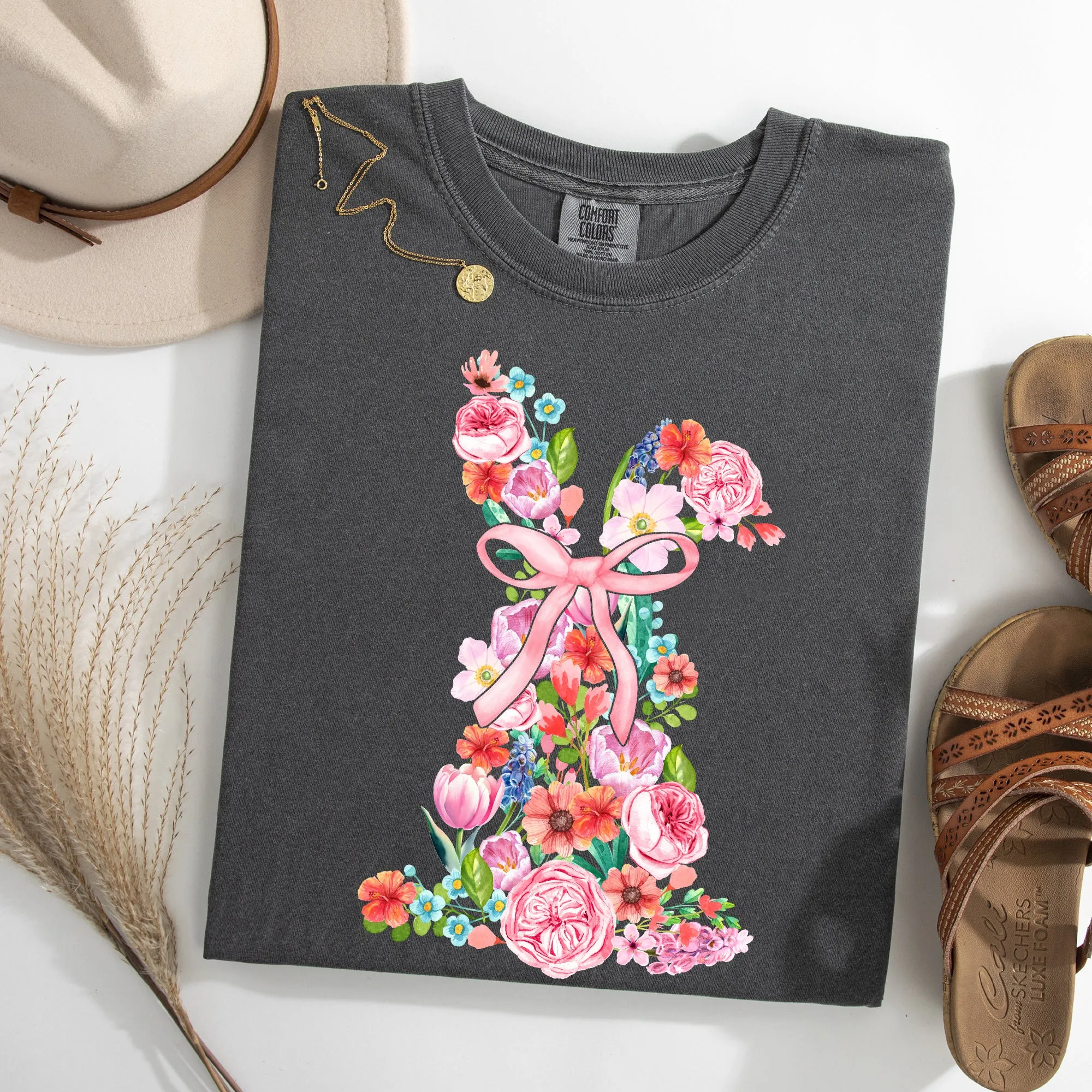 Colorful Floral, Easter, Bunny, Jesus, Rabbit, Holiday Tshirt Comfort Colors T-Shirt sold by Refinery Number One product image thumbnail 3