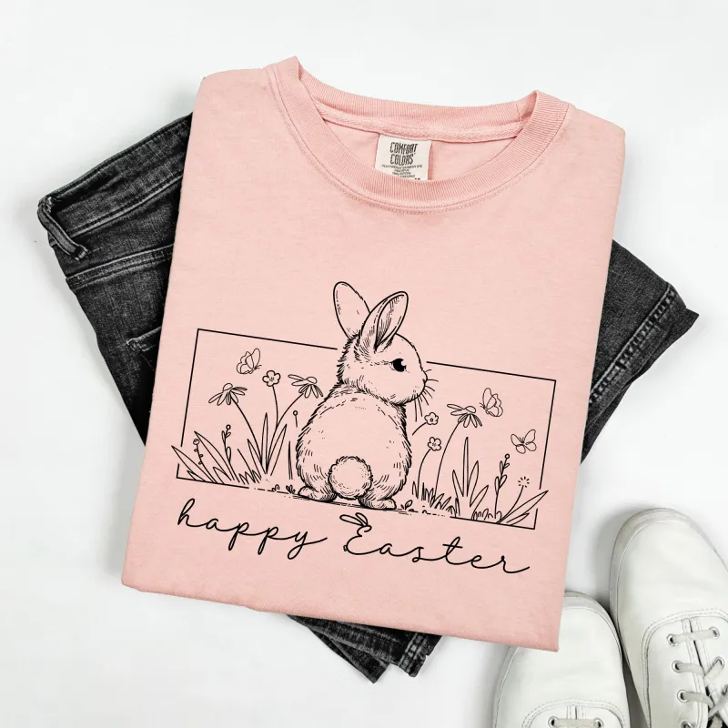 Happy Easter, Minimal, Easter, Bunny, Jesus, Rabbit, Holiday Tshirt Comfort Colors T-Shirt sold by Refinery Number One