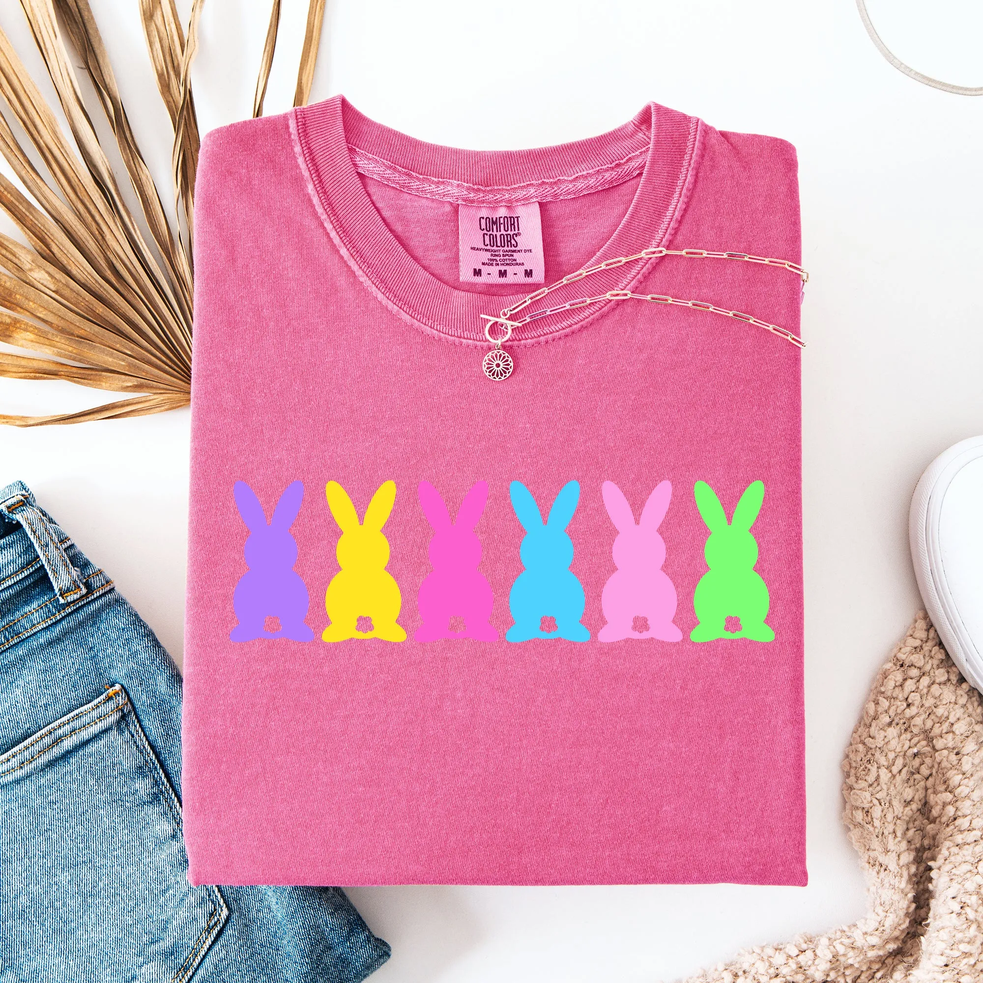 Retro Bunnies, Colorful, Pastel, Easter, Bunny, Jesus, Rabbit, Holiday Tshirt Comfort Colors T-Shirt sold by Refinery Number One product image thumbnail 5