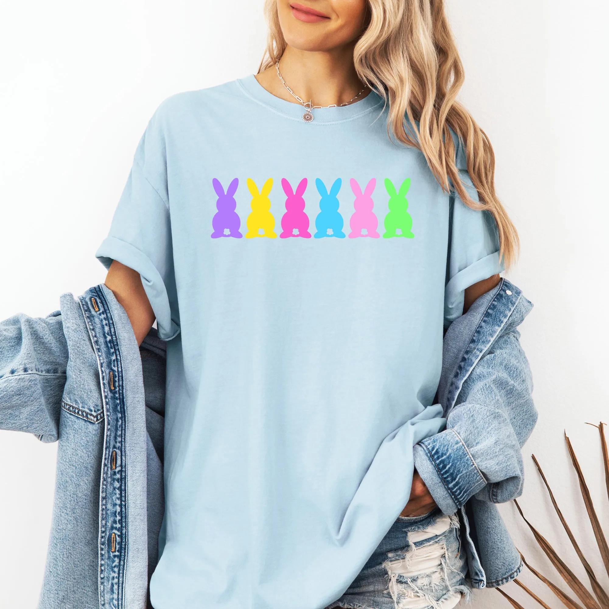 Retro Bunnies, Colorful, Pastel, Easter, Bunny, Jesus, Rabbit, Holiday Tshirt Comfort Colors T-Shirt sold by Refinery Number One product image thumbnail 4