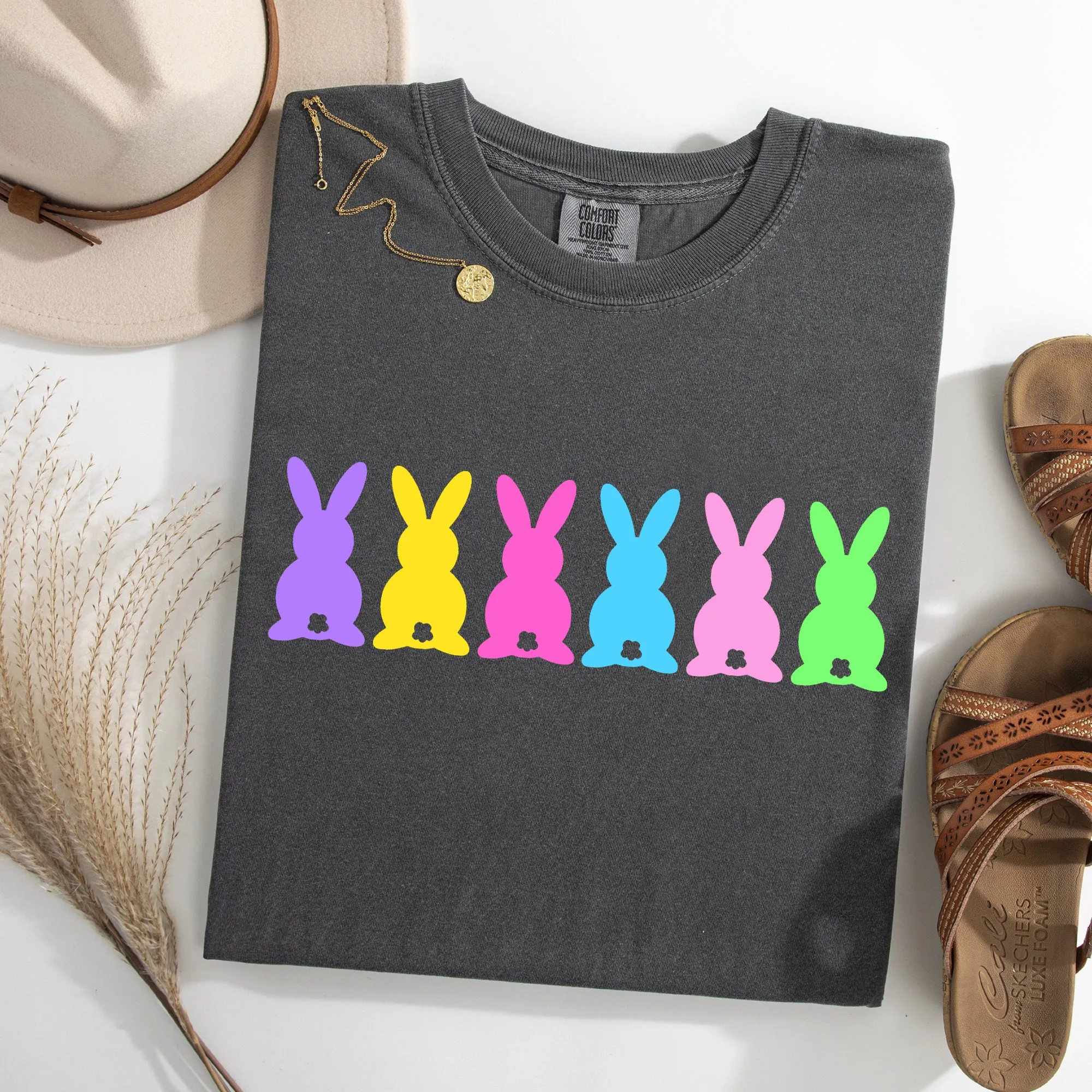 Retro Bunnies, Colorful, Pastel, Easter, Bunny, Jesus, Rabbit, Holiday Tshirt Comfort Colors T-Shirt sold by Refinery Number One product image thumbnail 2