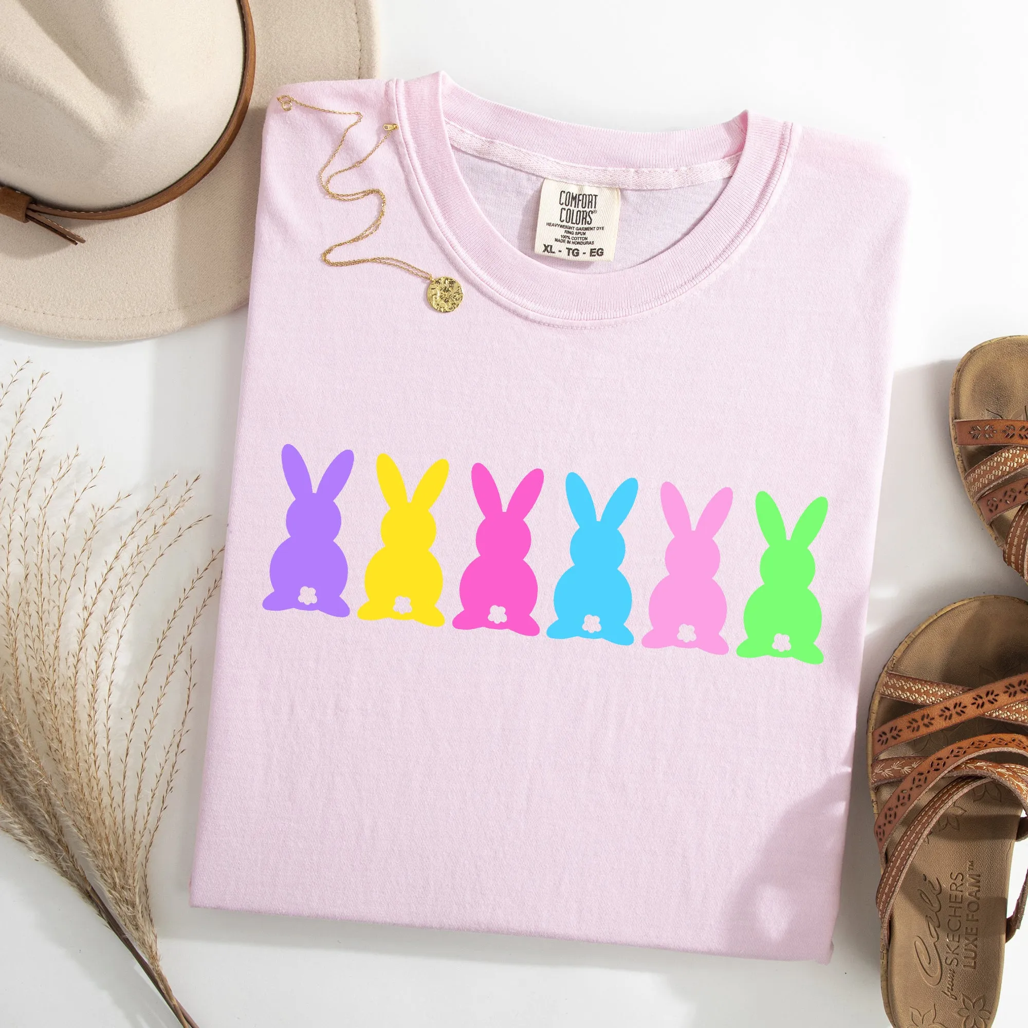 Retro Bunnies, Colorful, Pastel, Easter, Bunny, Jesus, Rabbit, Holiday Tshirt Comfort Colors T-Shirt sold by Refinery Number One product image thumbnail 3