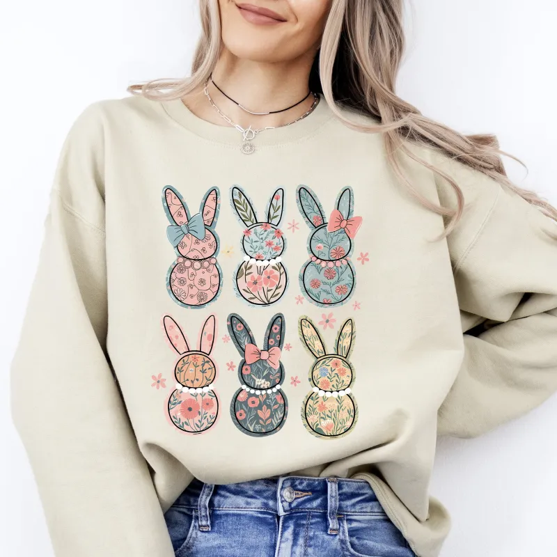 Adorable Floral Bunnies, Easter, Bunny, Jesus, Rabbit, Holiday Sweatshirt sold by Refinery Number One