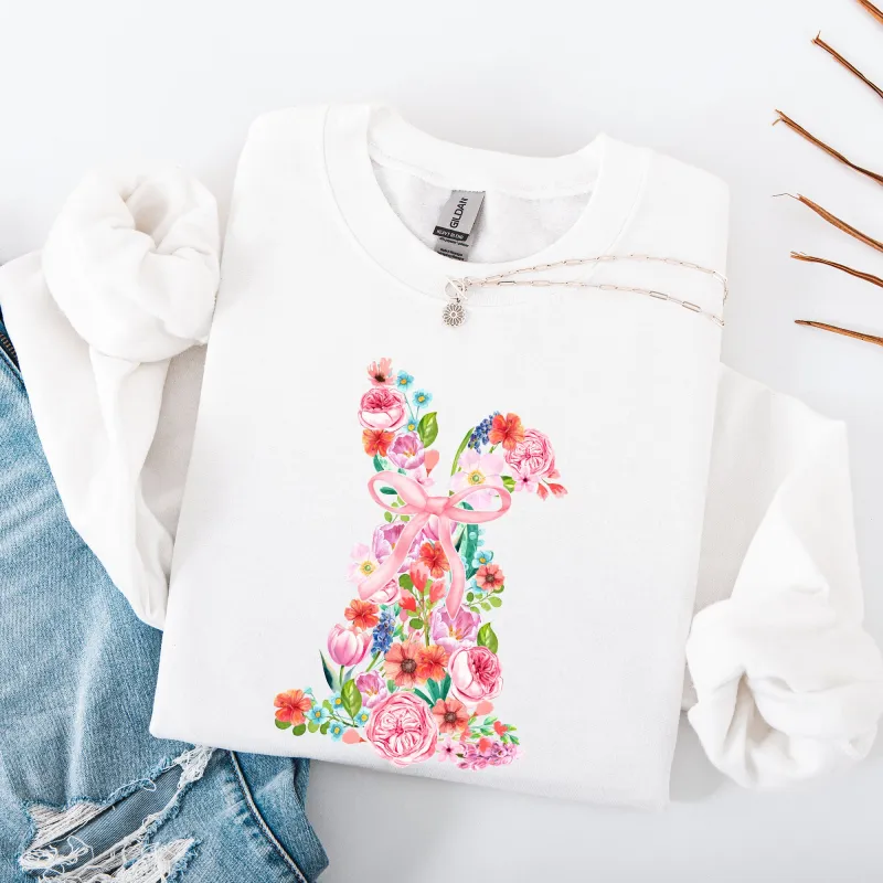 Colorful Floral, Easter, Bunny, Jesus, Rabbit, Holiday Sweatshirt sold by Refinery Number One