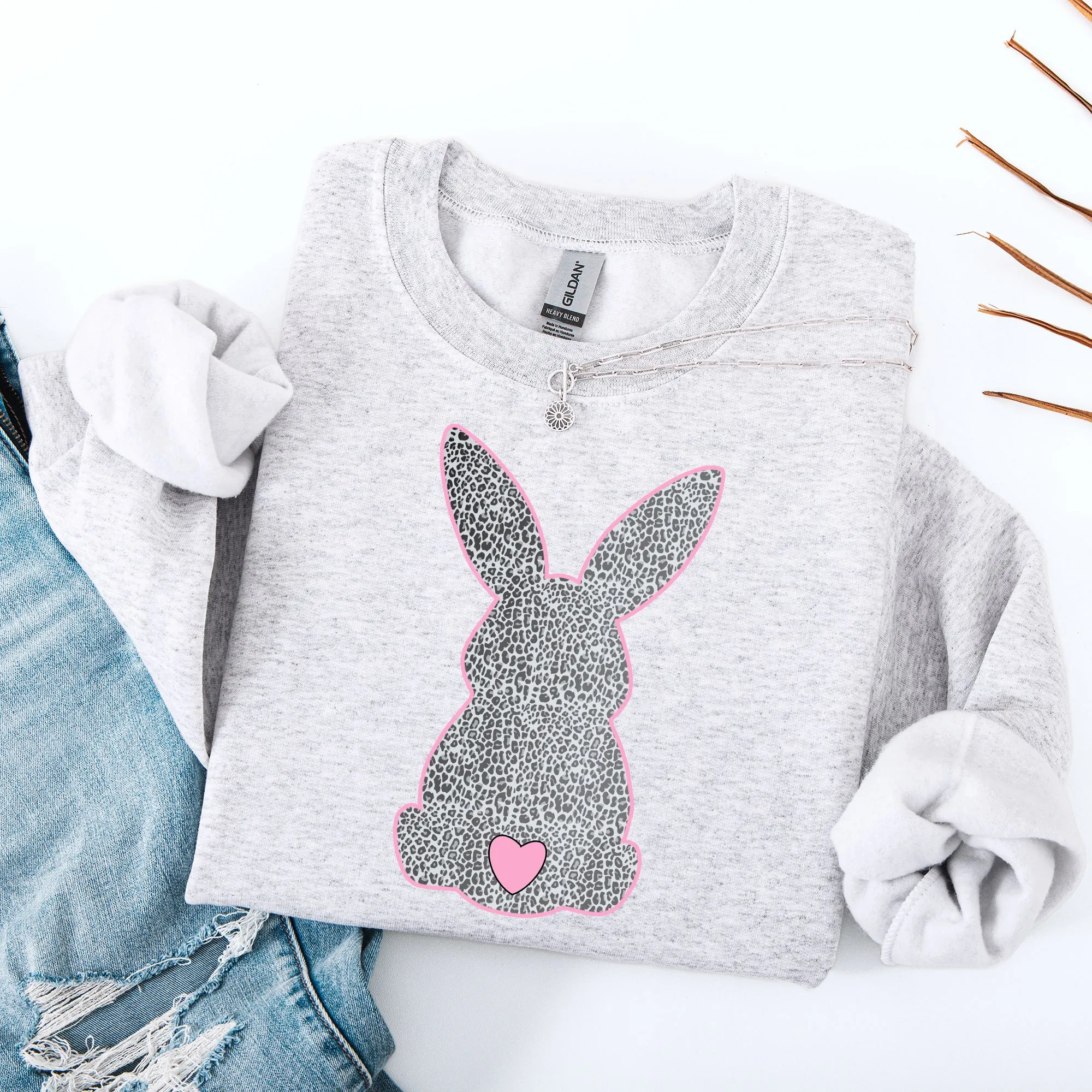 Leopard Print Bunny, Easter, Bunny, Jesus, Rabbit, Holiday Sweatshirt sold by Refinery Number One product image thumbnail 2