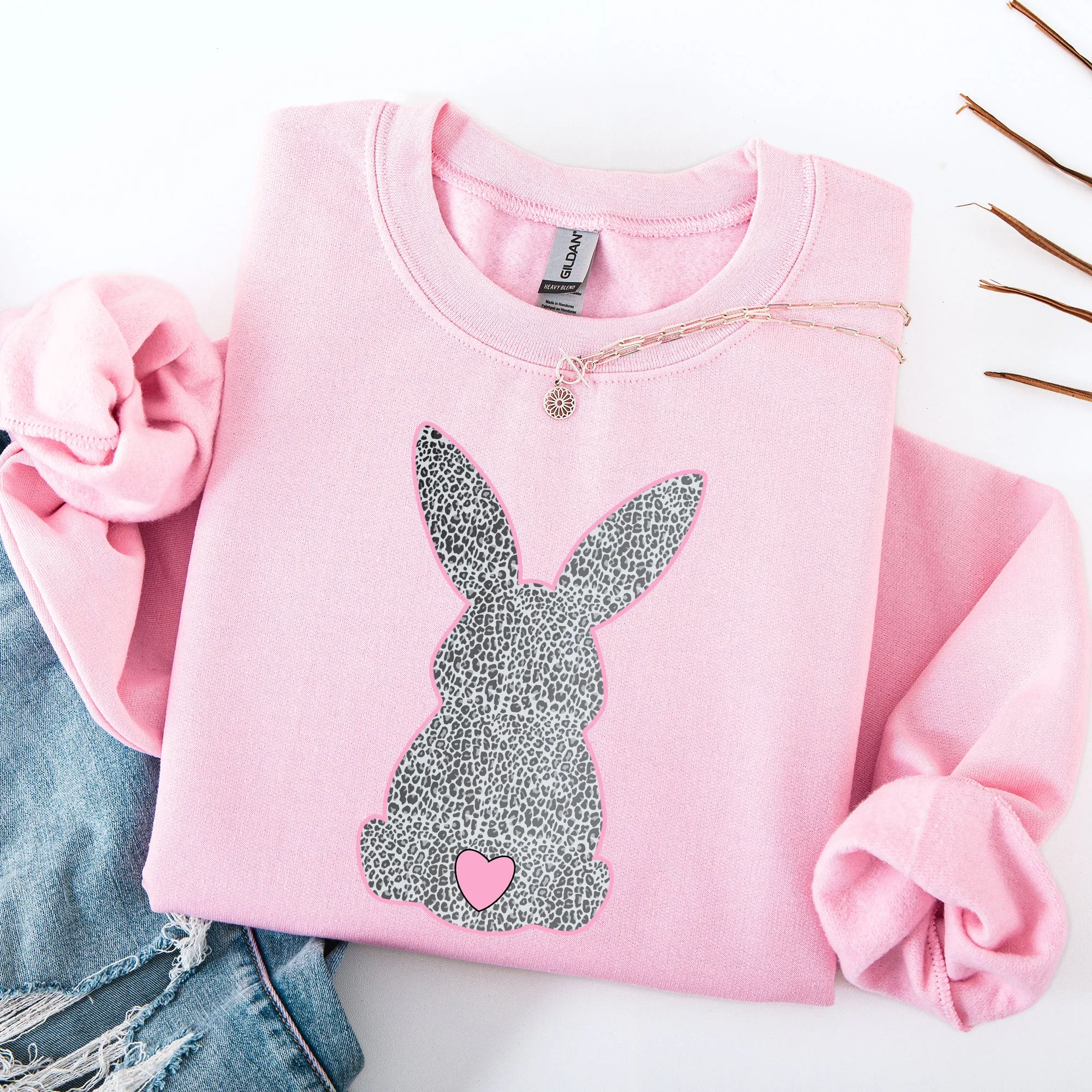 Leopard Print Bunny, Easter, Bunny, Jesus, Rabbit, Holiday Sweatshirt sold by Refinery Number One