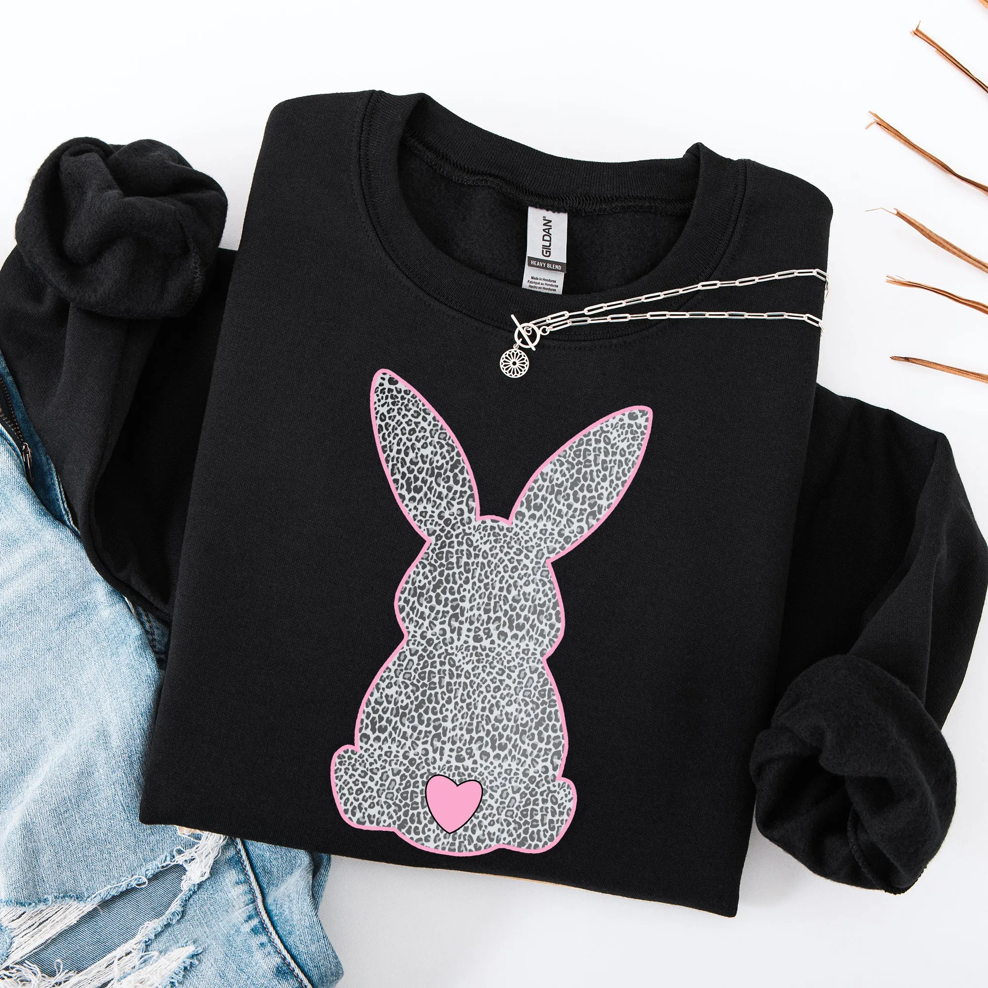 Leopard Print Bunny, Easter, Bunny, Jesus, Rabbit, Holiday Sweatshirt sold by Refinery Number One product image thumbnail 3