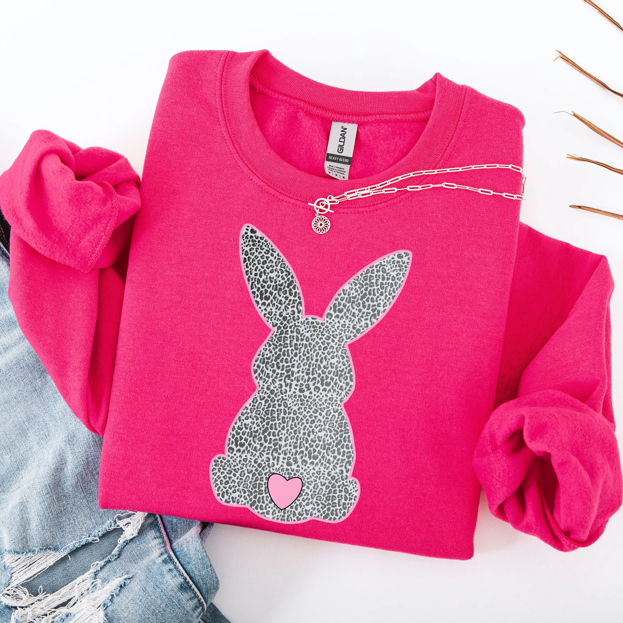 Leopard Print Bunny, Easter, Bunny, Jesus, Rabbit, Holiday Sweatshirt sold by Refinery Number One product image thumbnail 4