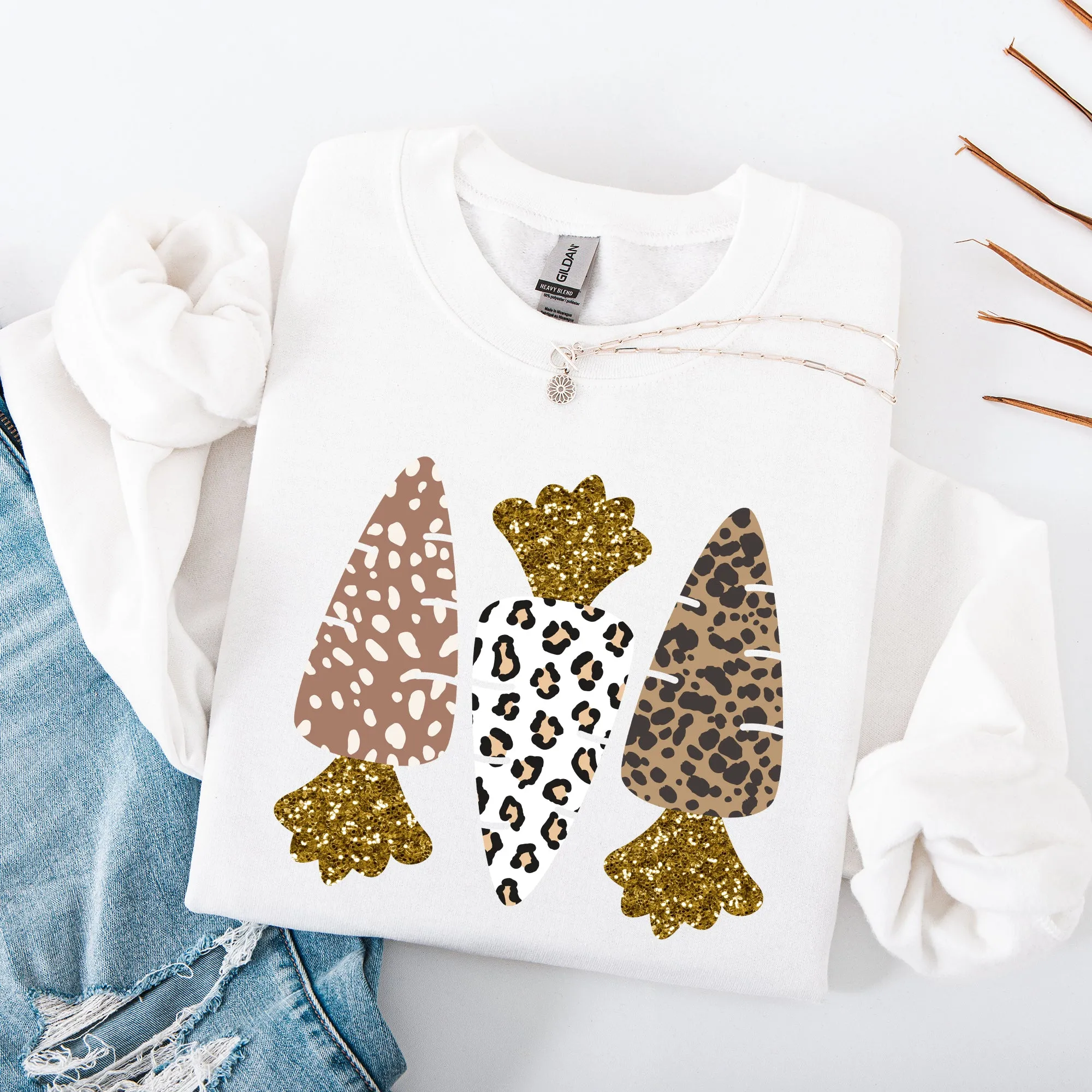 Leopard Print Carrots, Easter, Bunny, Jesus, Rabbit, Holiday Sweatshirt sold by Refinery Number One product image thumbnail 5