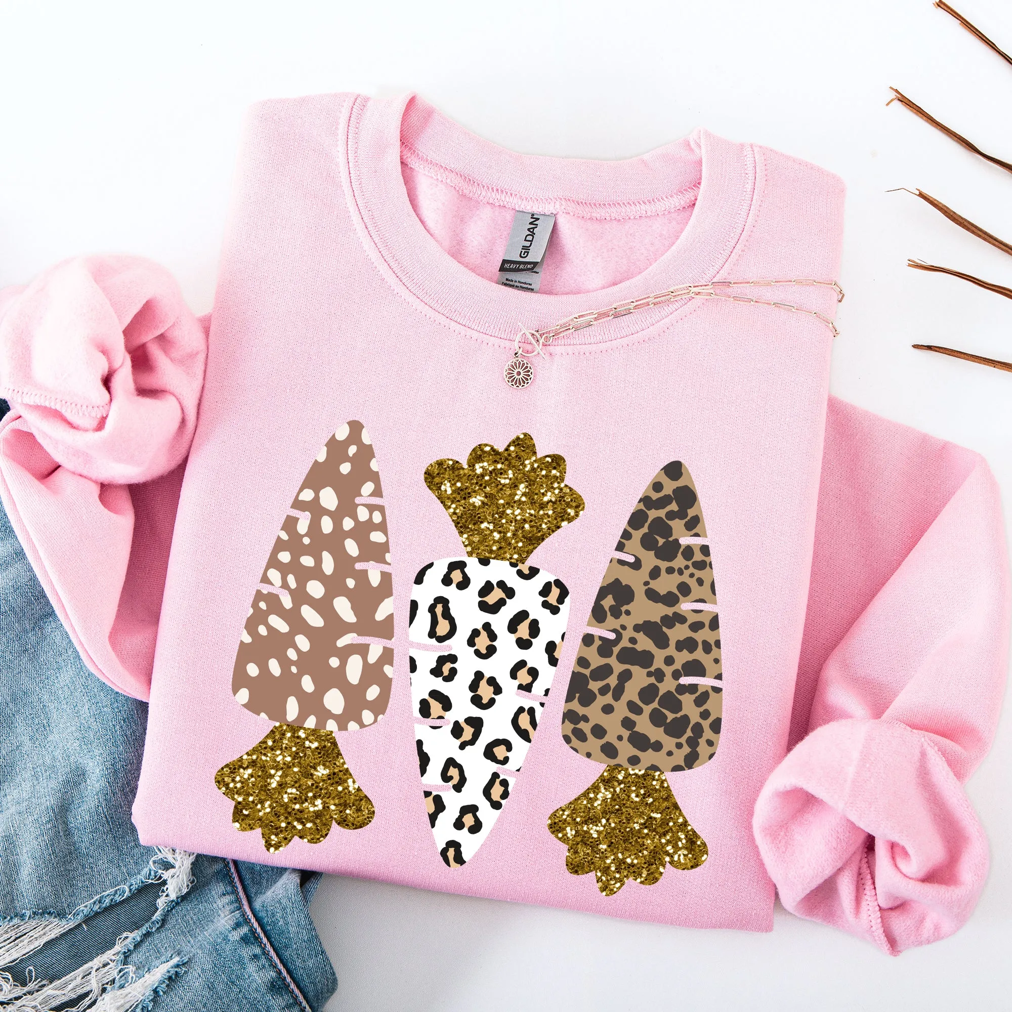 Leopard Print Carrots, Easter, Bunny, Jesus, Rabbit, Holiday Sweatshirt sold by Refinery Number One product image thumbnail 3