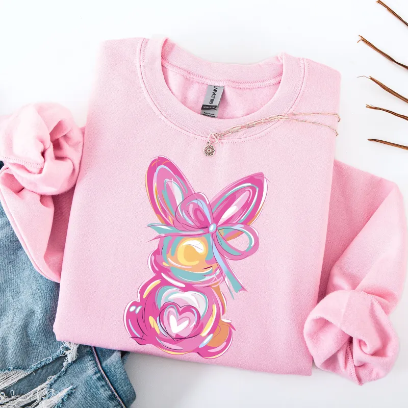Painted Pastel Bunny, Easter, Bunny, Jesus, Rabbit, Holiday Sweatshirt sold by Refinery Number One