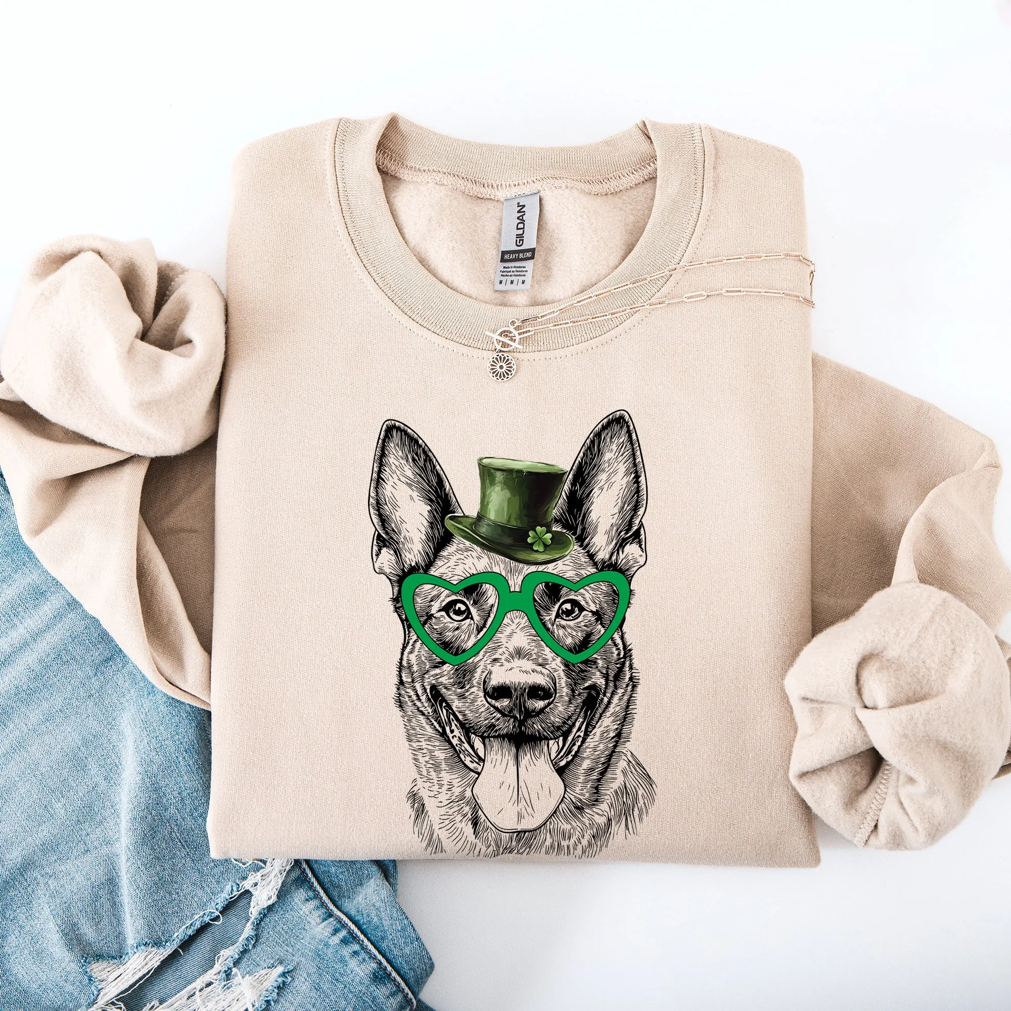 Belgian Malinois, Adorable Dog, St Patrick's Day, Lucky, Irish Sweatshirt sold by Refinery Number One product image thumbnail 4
