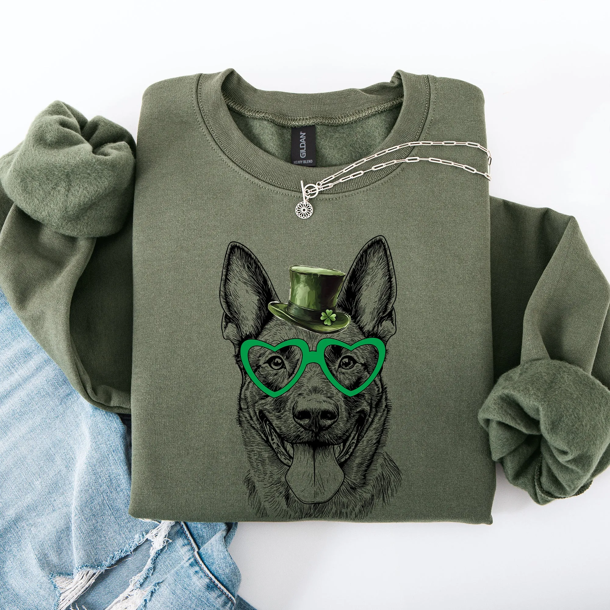 Belgian Malinois, Adorable Dog, St Patrick's Day, Lucky, Irish Sweatshirt sold by Refinery Number One product image thumbnail 3