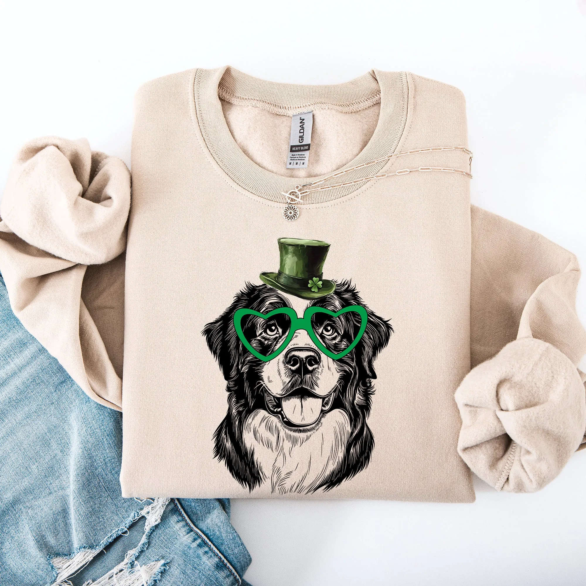 Bernese Mountain, Adorable Dog, St Patrick's Day, Lucky, Irish Sweatshirt sold by Refinery Number One product image thumbnail 4