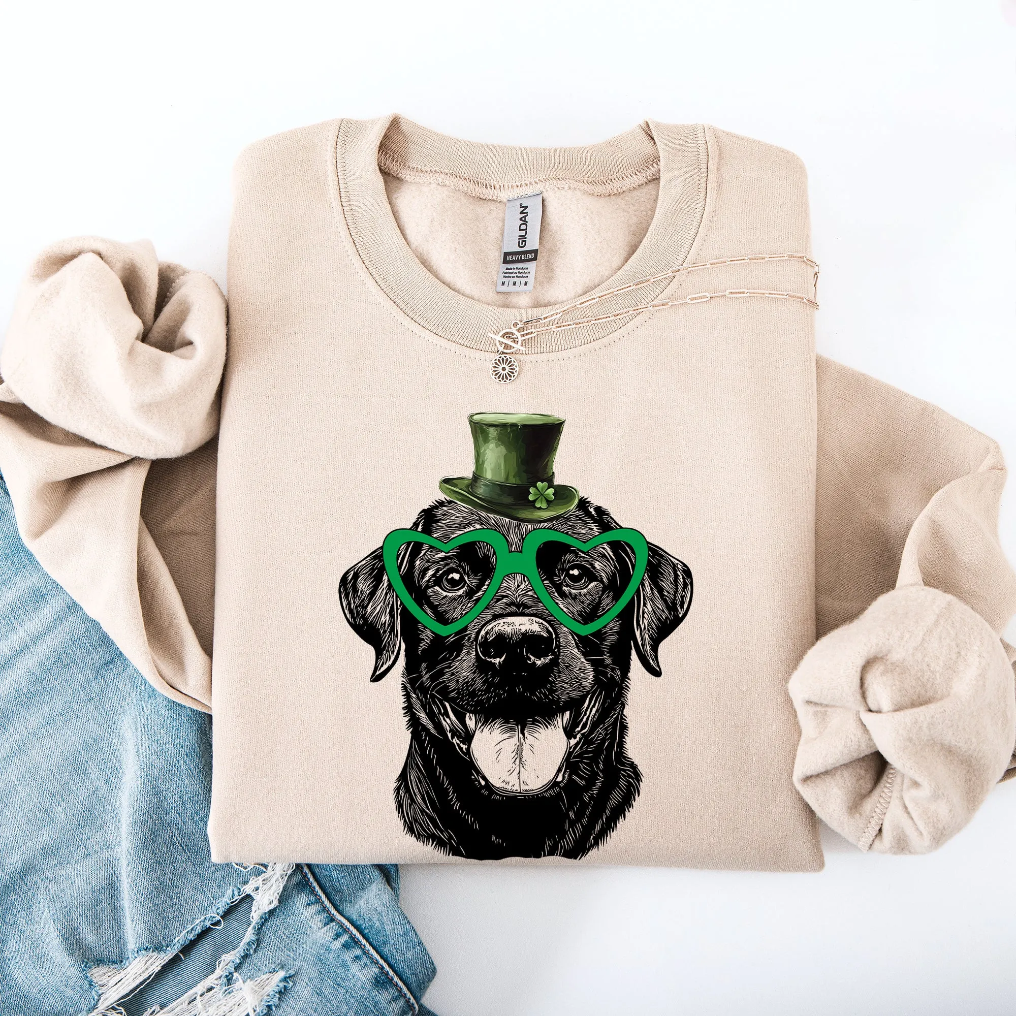 Black Lab, Labrador, Adorable Dog, St Patrick's Day, Lucky, Irish Sweatshirt sold by Refinery Number One