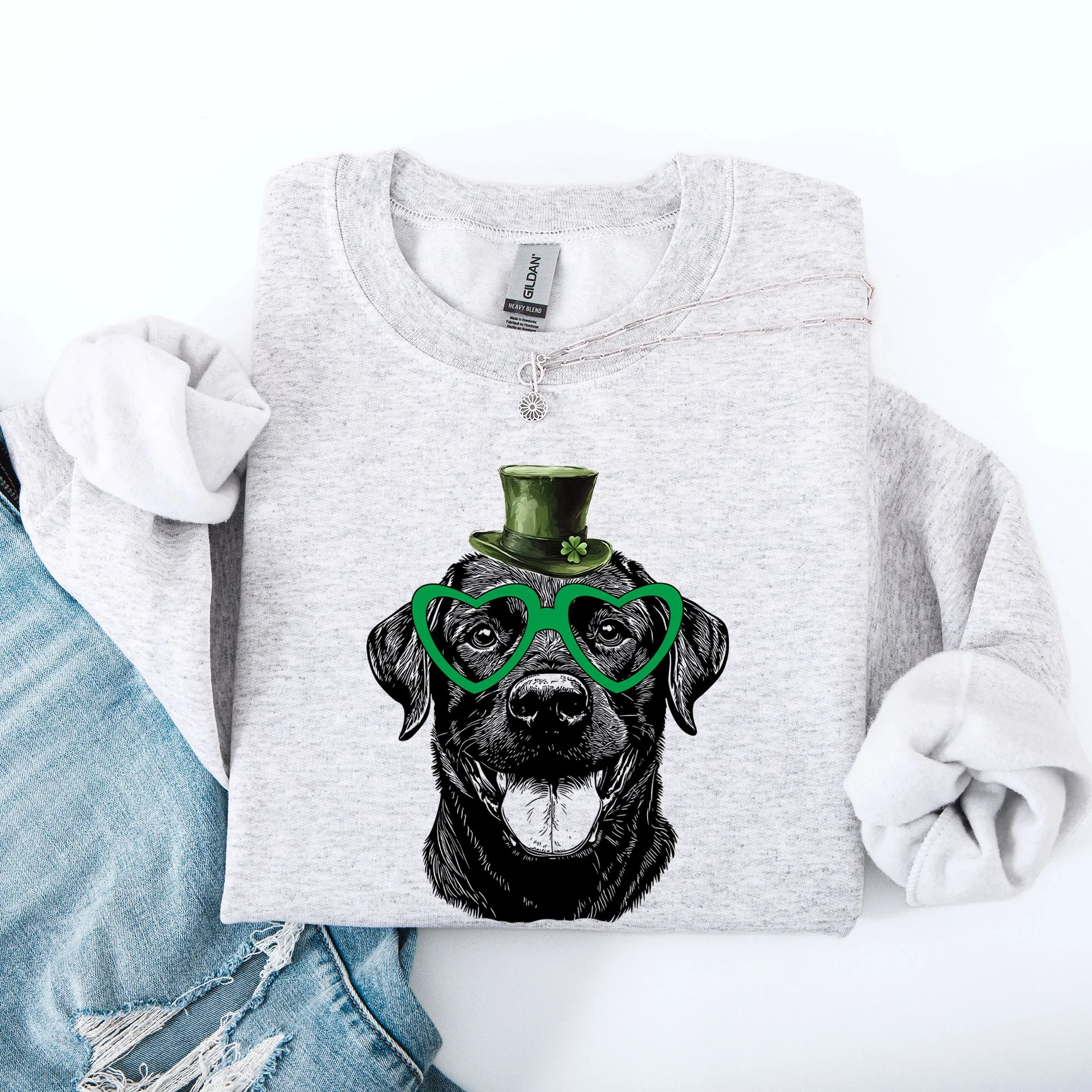 Black Lab, Labrador, Adorable Dog, St Patrick's Day, Lucky, Irish Sweatshirt sold by Refinery Number One product image thumbnail 2