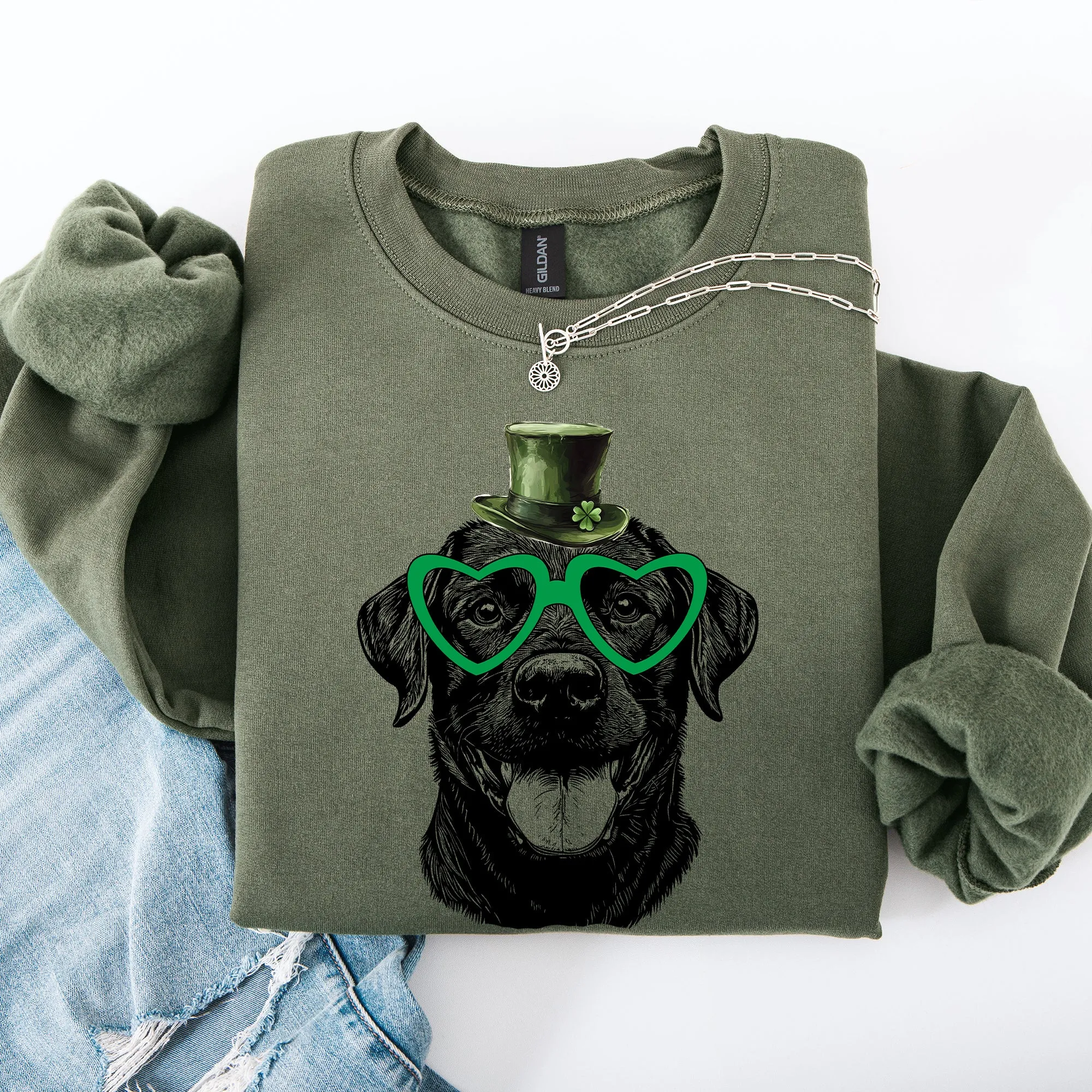 Black Lab, Labrador, Adorable Dog, St Patrick's Day, Lucky, Irish Sweatshirt sold by Refinery Number One product image thumbnail 4