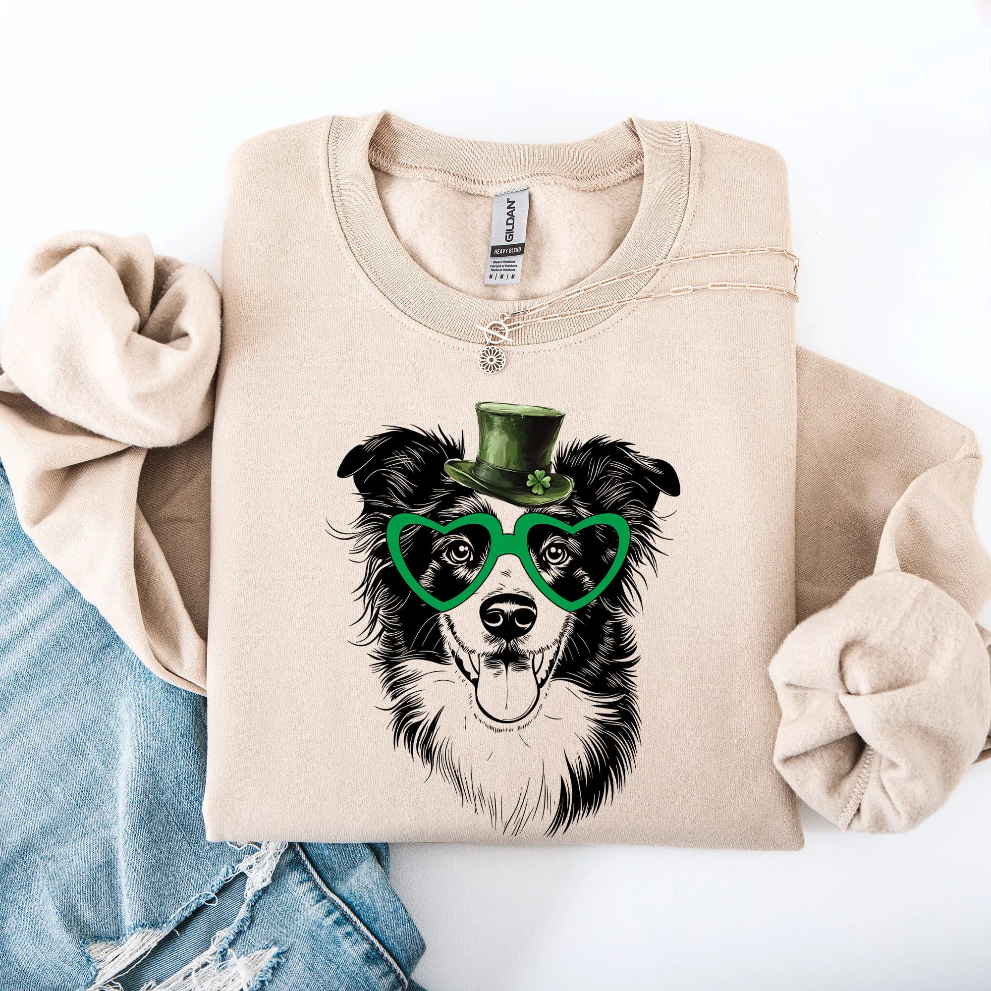 Border Collie, Adorable Dog, St Patrick's Day, Lucky, Irish Sweatshirt sold by Refinery Number One product image thumbnail 5