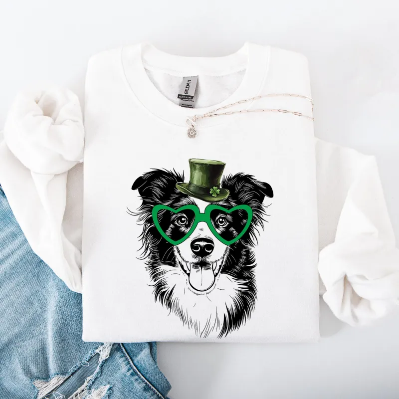 Border Collie, Adorable Dog, St Patrick's Day, Lucky, Irish Sweatshirt sold by Refinery Number One