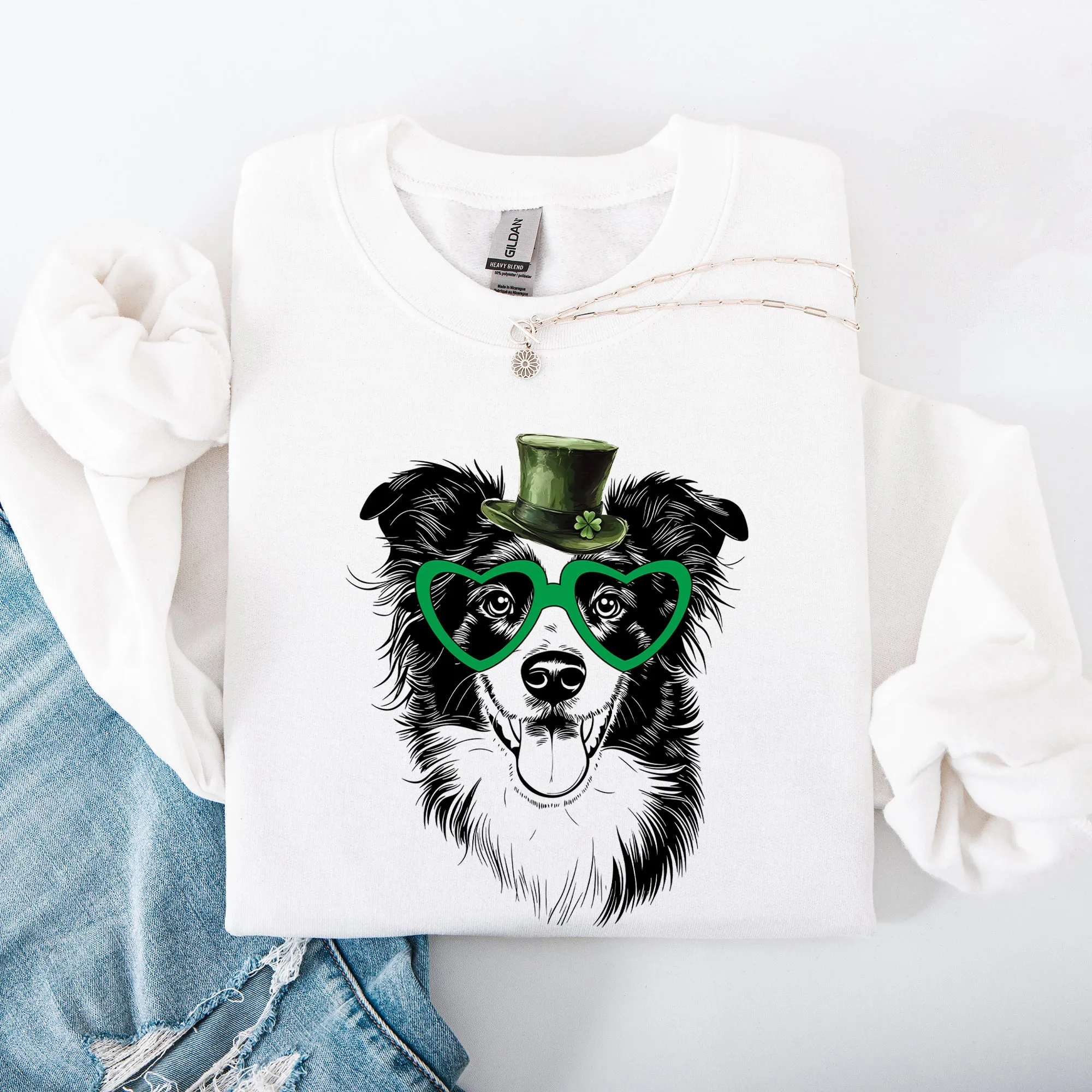 Border Collie, Adorable Dog, St Patrick's Day, Lucky, Irish Sweatshirt sold by Refinery Number One