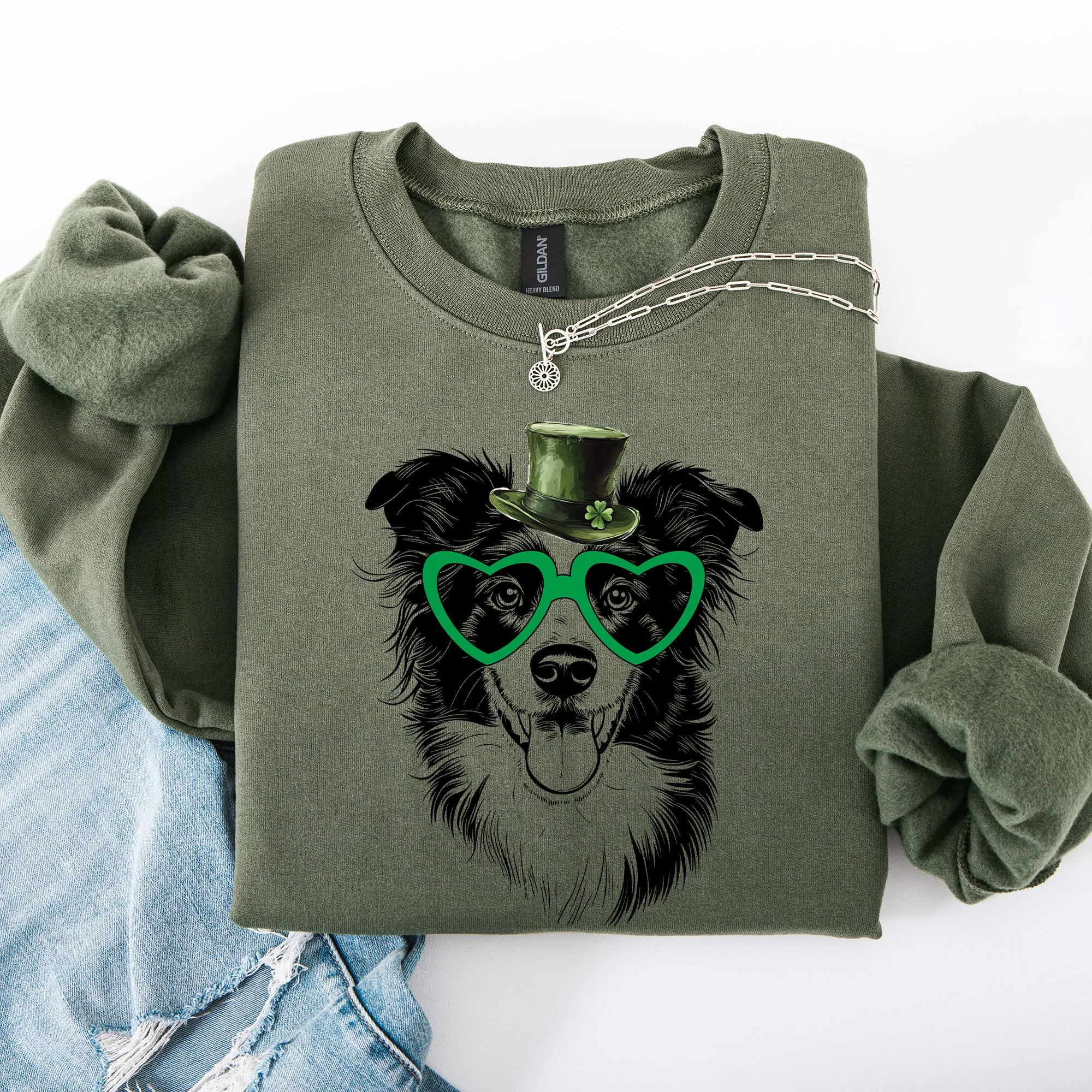 Border Collie, Adorable Dog, St Patrick's Day, Lucky, Irish Sweatshirt sold by Refinery Number One product image thumbnail 4