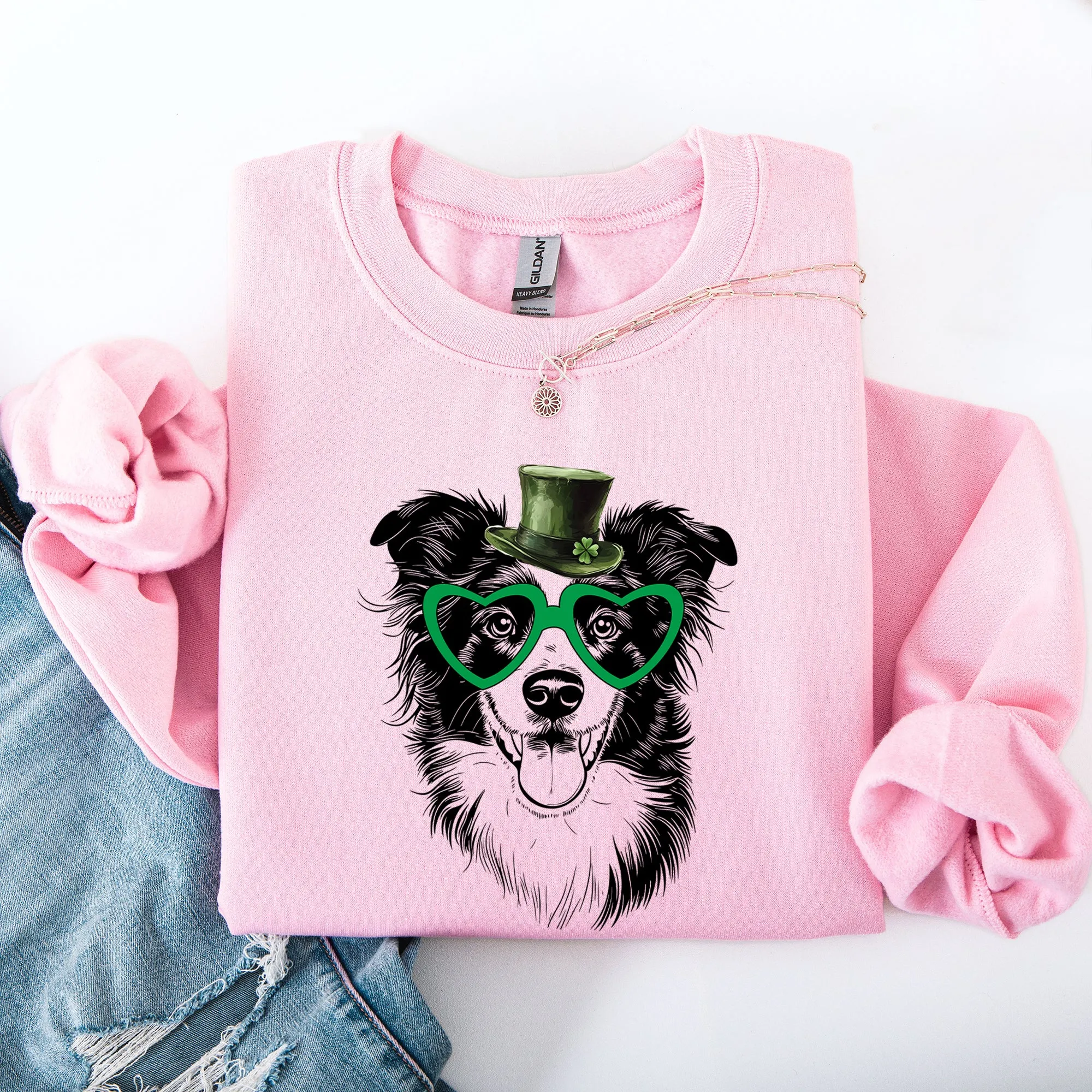 Border Collie, Adorable Dog, St Patrick's Day, Lucky, Irish Sweatshirt sold by Refinery Number One product image thumbnail 3