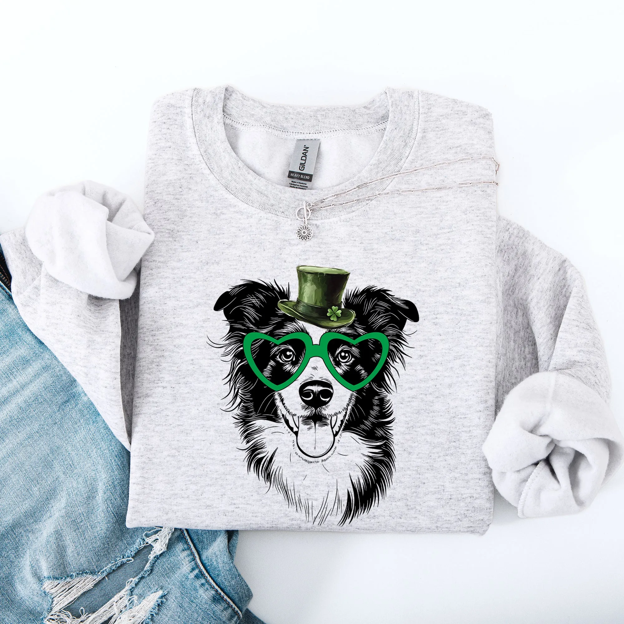 Border Collie, Adorable Dog, St Patrick's Day, Lucky, Irish Sweatshirt sold by Refinery Number One product image thumbnail 2