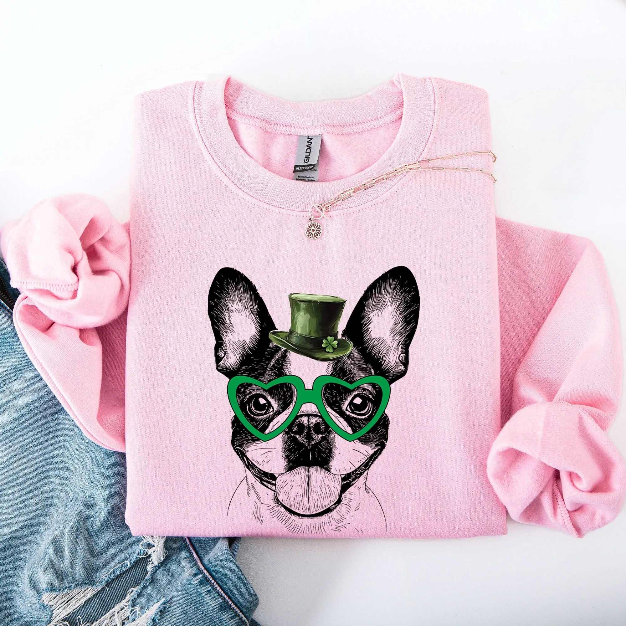 Boston Terrier, Adorable Dog, St Patrick's Day, Lucky, Irish Sweatshirt sold by Refinery Number One product image thumbnail 2
